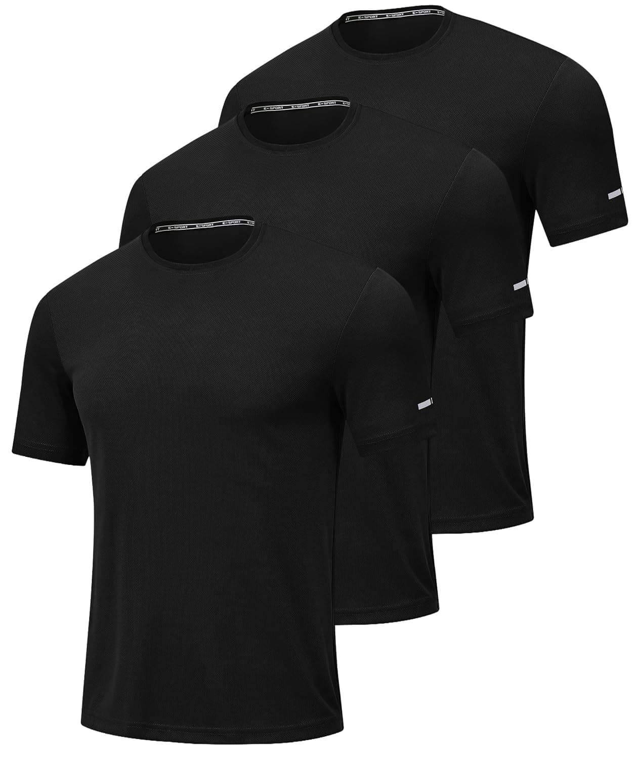 Mens Sport T Shirts Quick Dry Fitness Gym Workout Tshirts for Men 3 Pack Breathable Polyester Tennis Running Tops