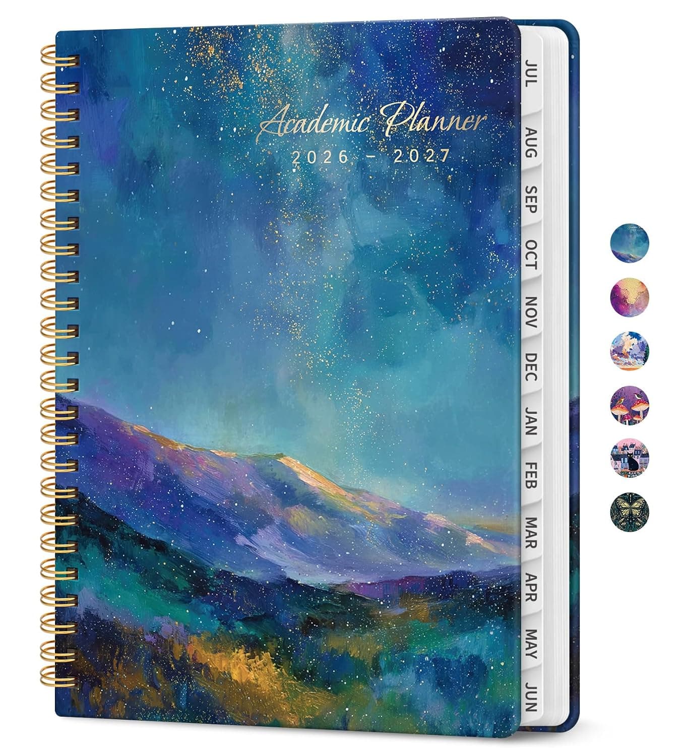 Academic Planner 2026-2027, Jul 2026-Jun 2027 Monthly & Weekly Planner | 6.3" x 8.5" Pretty Calendar Planner for Women, Hardcover Organizer with tabs, School Office Home Supplies, Starlit Peaks