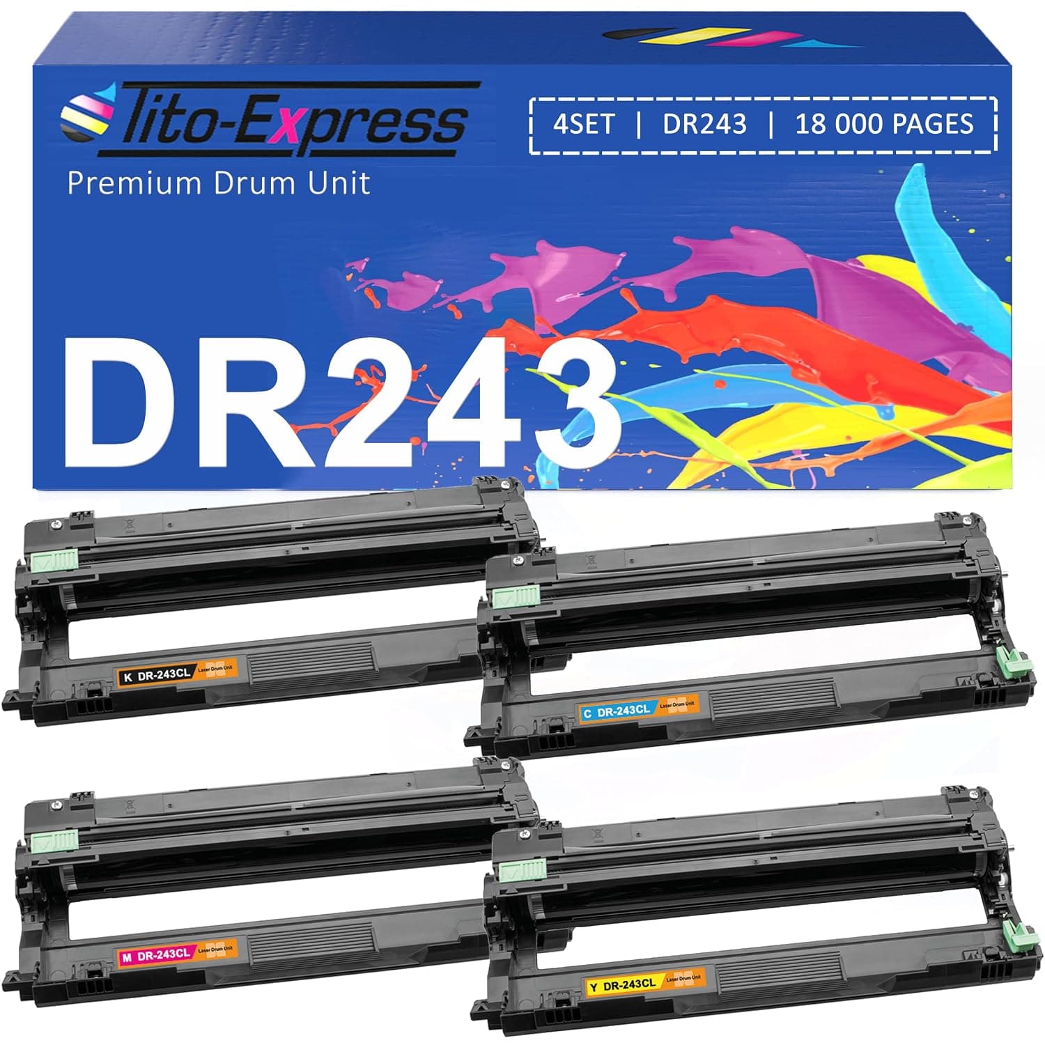 DR-243CL Drum Compatible with Brother DR243CL DR243 DR-243 Drum Unit for Brother MFC-L3750CDW MFC-L3770CDW MFC-L3730CDN L3710CW HL-L3230CDW L3210CW HL-L3270CDW DCP-35 10CDW DC10P-L3550CDW 4-Pack