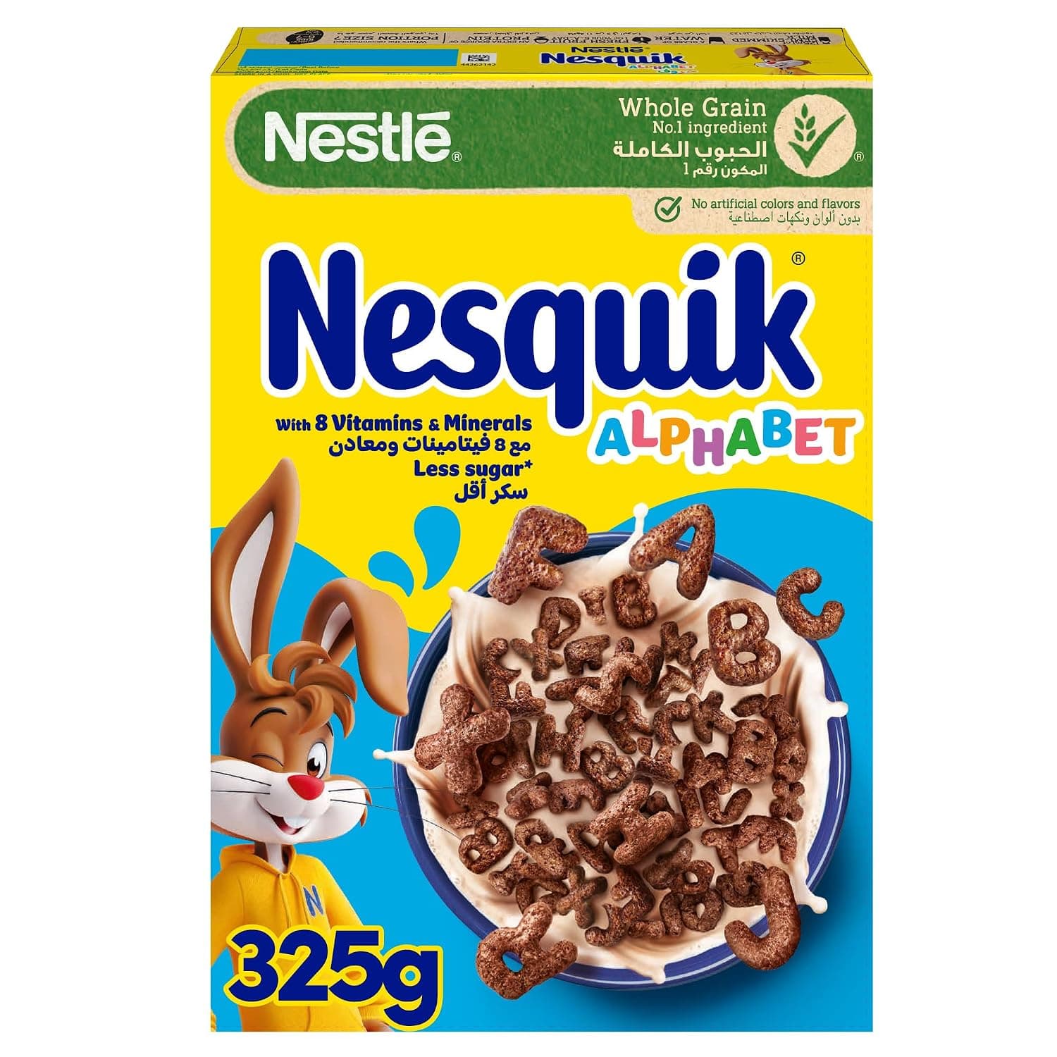 Nestle Nesquik Alphabets Chocolate Breakfast Cereal, Made with Whole Grain, Pack, 325g
