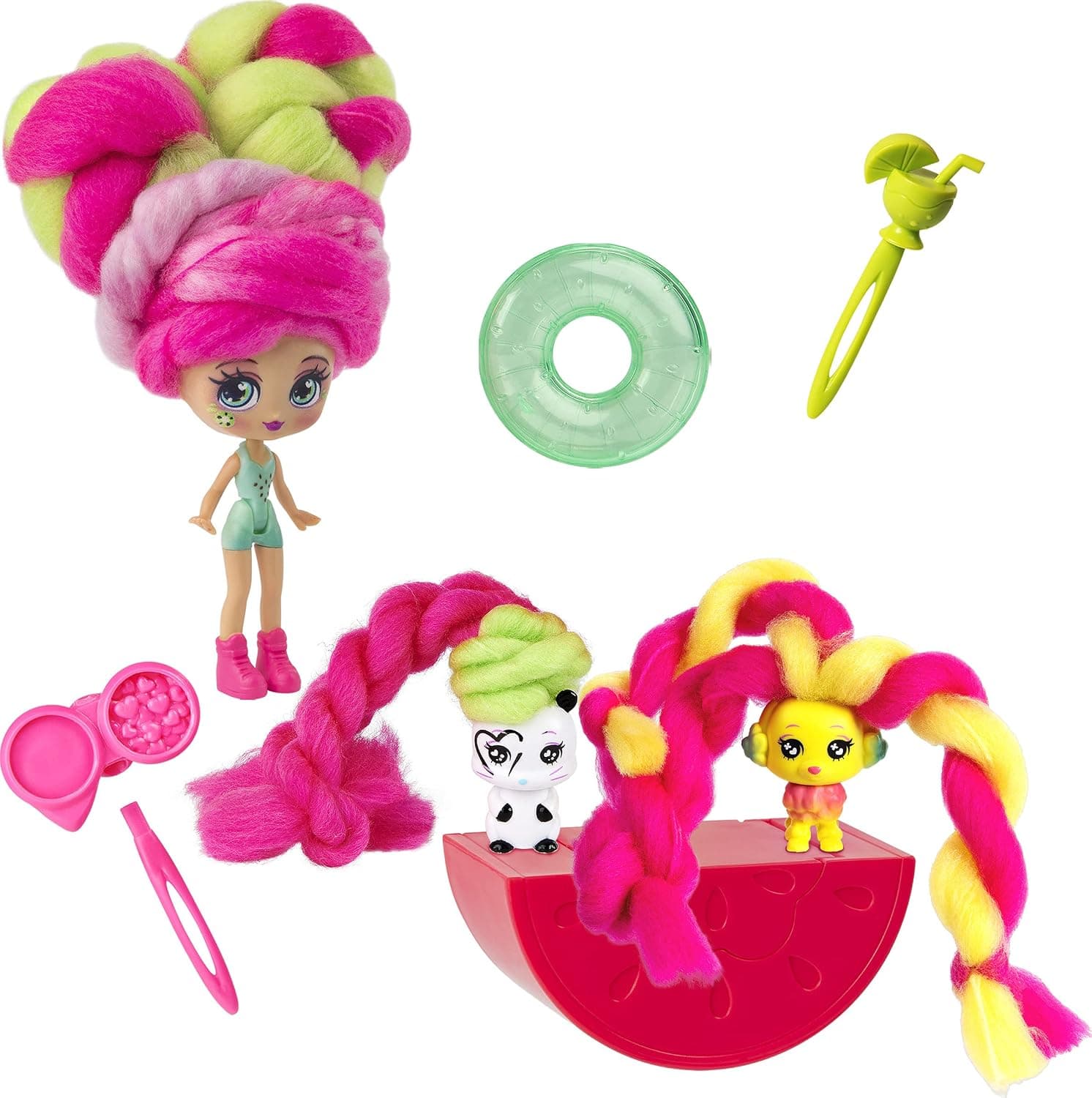 Candylocks, 3-Pack, Kiwi Kimmi 3-inch Scented Collectible Surprise Doll and 2 Pets with Accessories