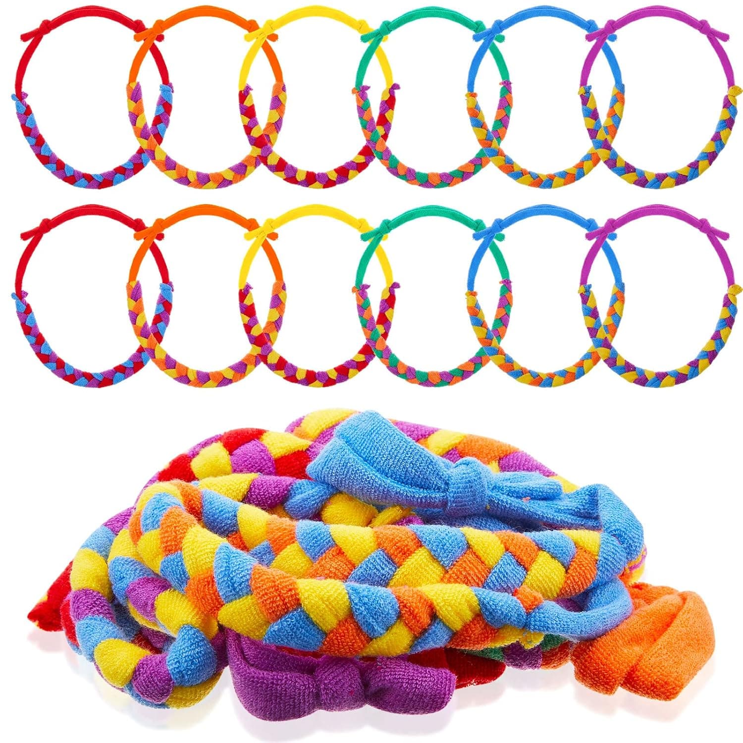 12 Pcs Chew Necklaces for Sensory Kids Soft and Absorbent Terry Cloth Teething Chewy Necklace Fabric Sensory Chew Necklaces Oral Teething Reusable Washable Chew Band for Boys Girls (Twist Style)