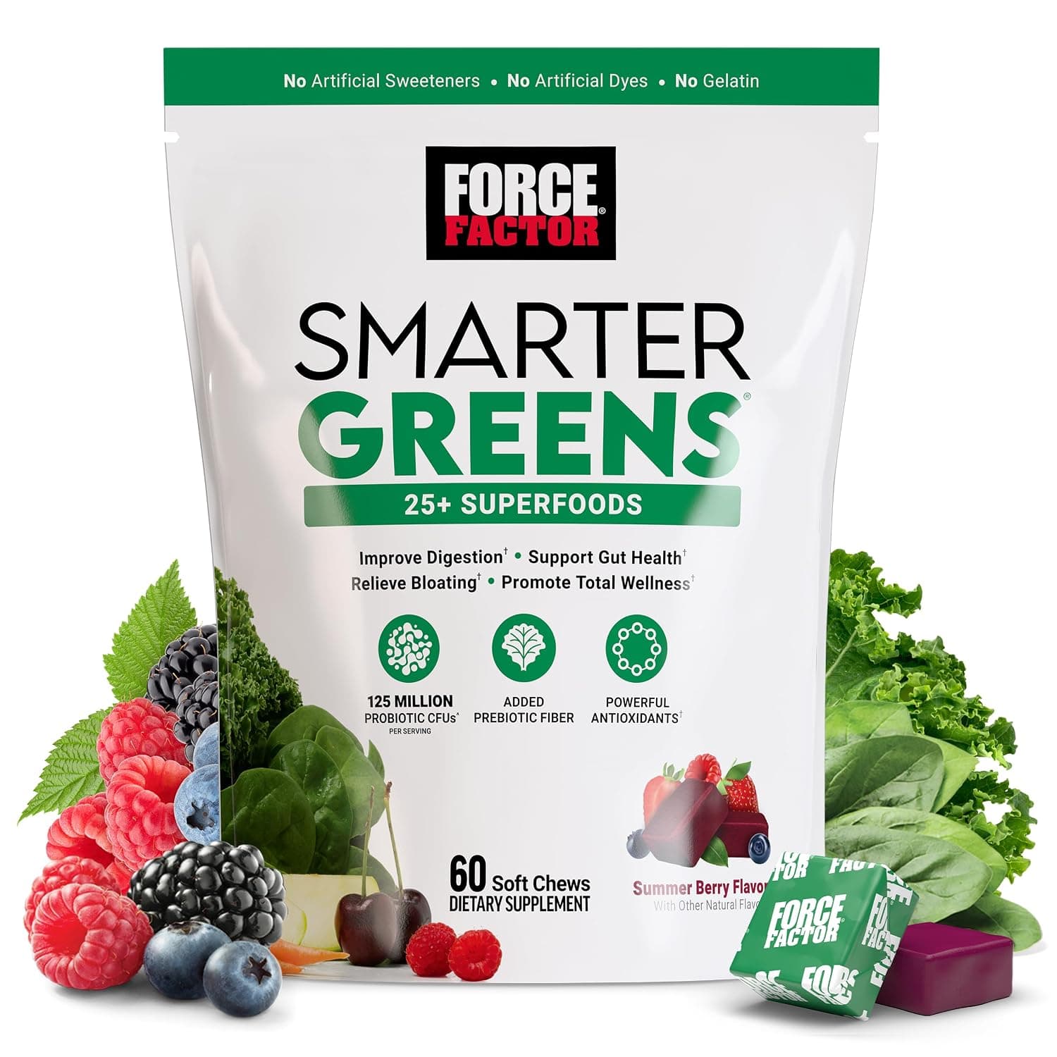 Force Factor, Smarter Greens®, Summer Berry, 60 Soft Chews