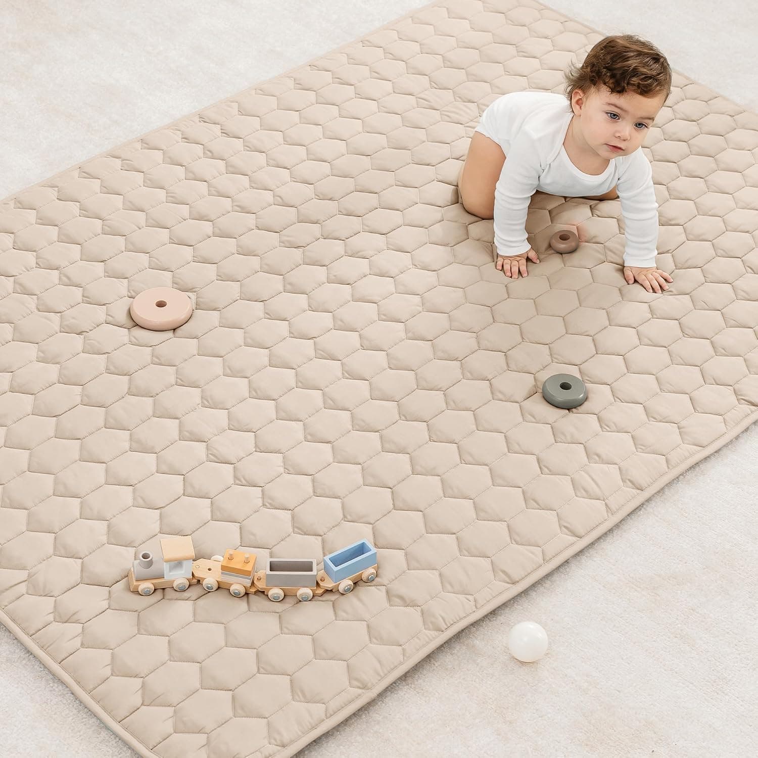 Comfy Cubs - Rectangle Play Mat for Kids, Medium Size 48" x 72", Soft Padded Baby Floor Mat with Non-Slip Bottom, Plush Design for Toddlers