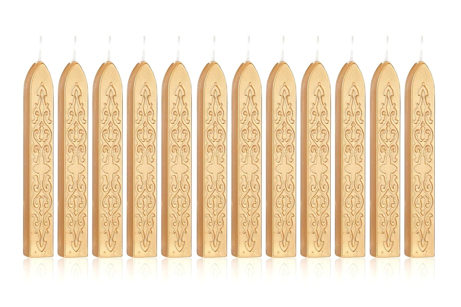 Yoption 12 Pcs Metallic Light Gold Sealing Wax Sticks with Wicks for Wax Seal Stamp, Wedding Invitations, Gift Wrapping, Christmas