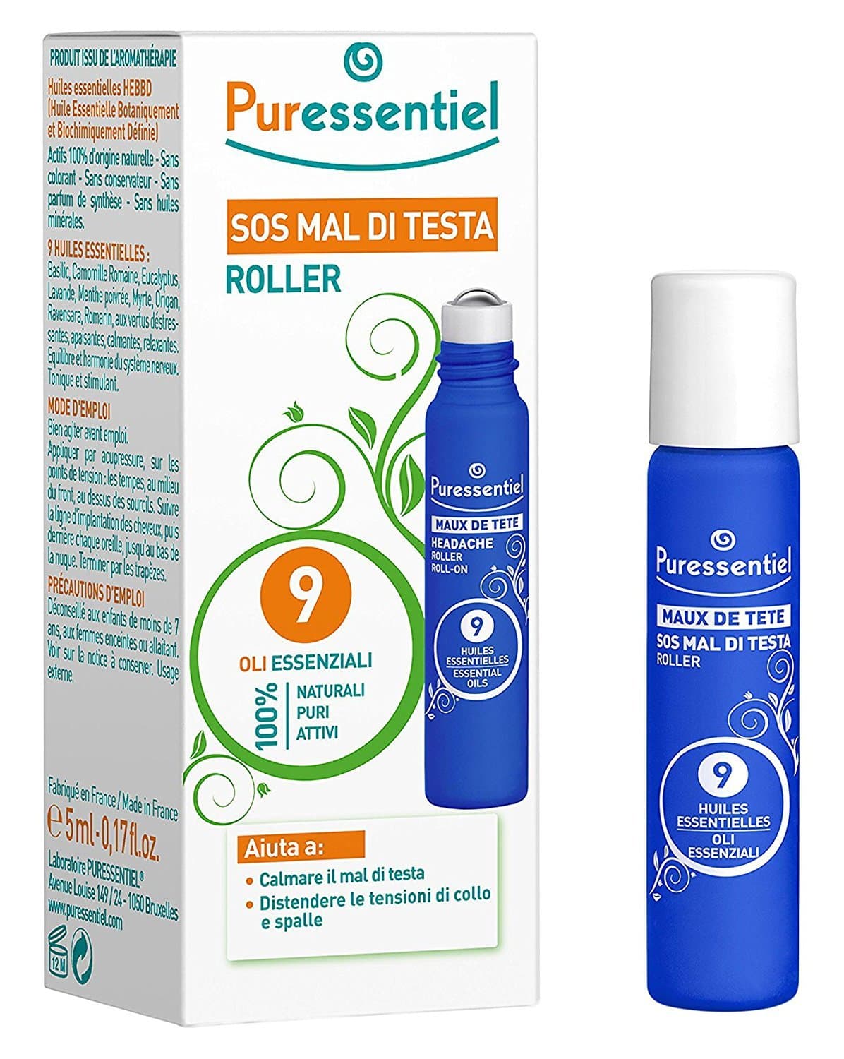 Puressentiel Headache Roll-On with 9 essential oils - 5 ml