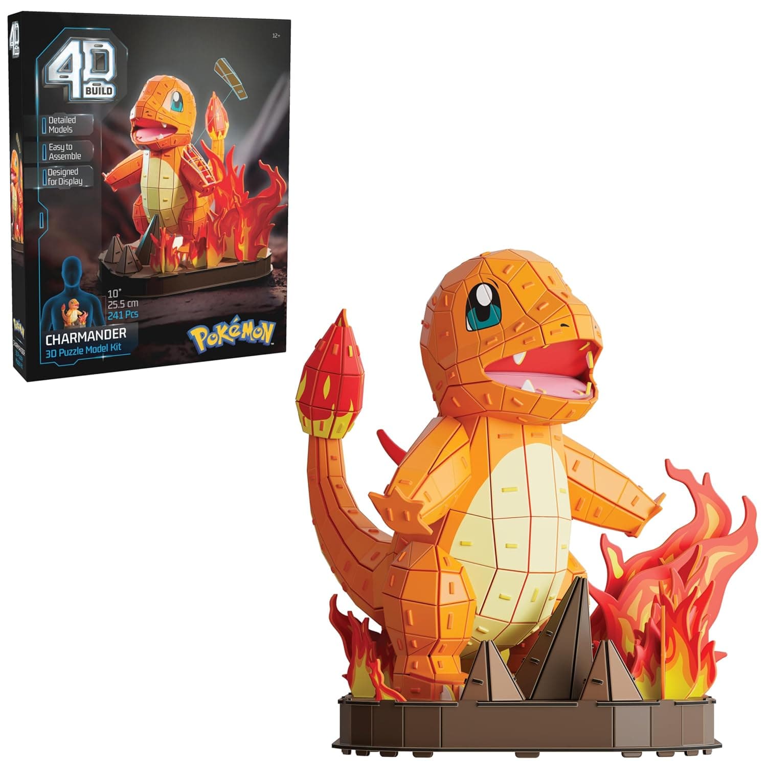 4D Build, Pokémon Charmander 3D Model Kit, Pokémon Figure, Kanto First Partner Collection, Desk Décor, 241 Pieces, for Ages 12 & Up | 241 Premium EPS Foam Pieces, No Glue Or Tools Required, Build & Display Collectible Hobby Kit Gift For Fans Ages 12+