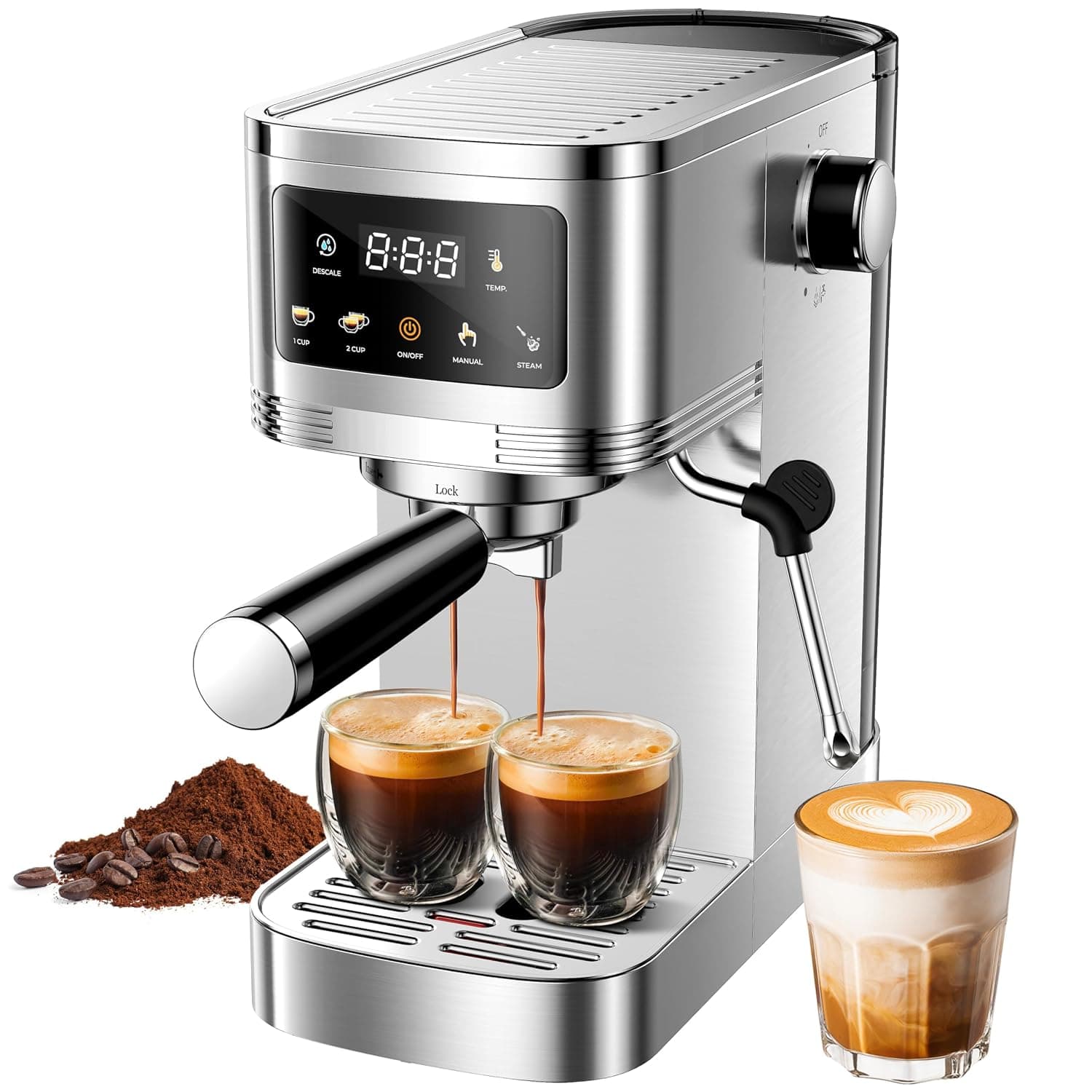 ibsun Espresso Coffee Machine 20 Bar, Professional Espresso Machine with Milk Frother and Touchscreen with Adjustable Temperature