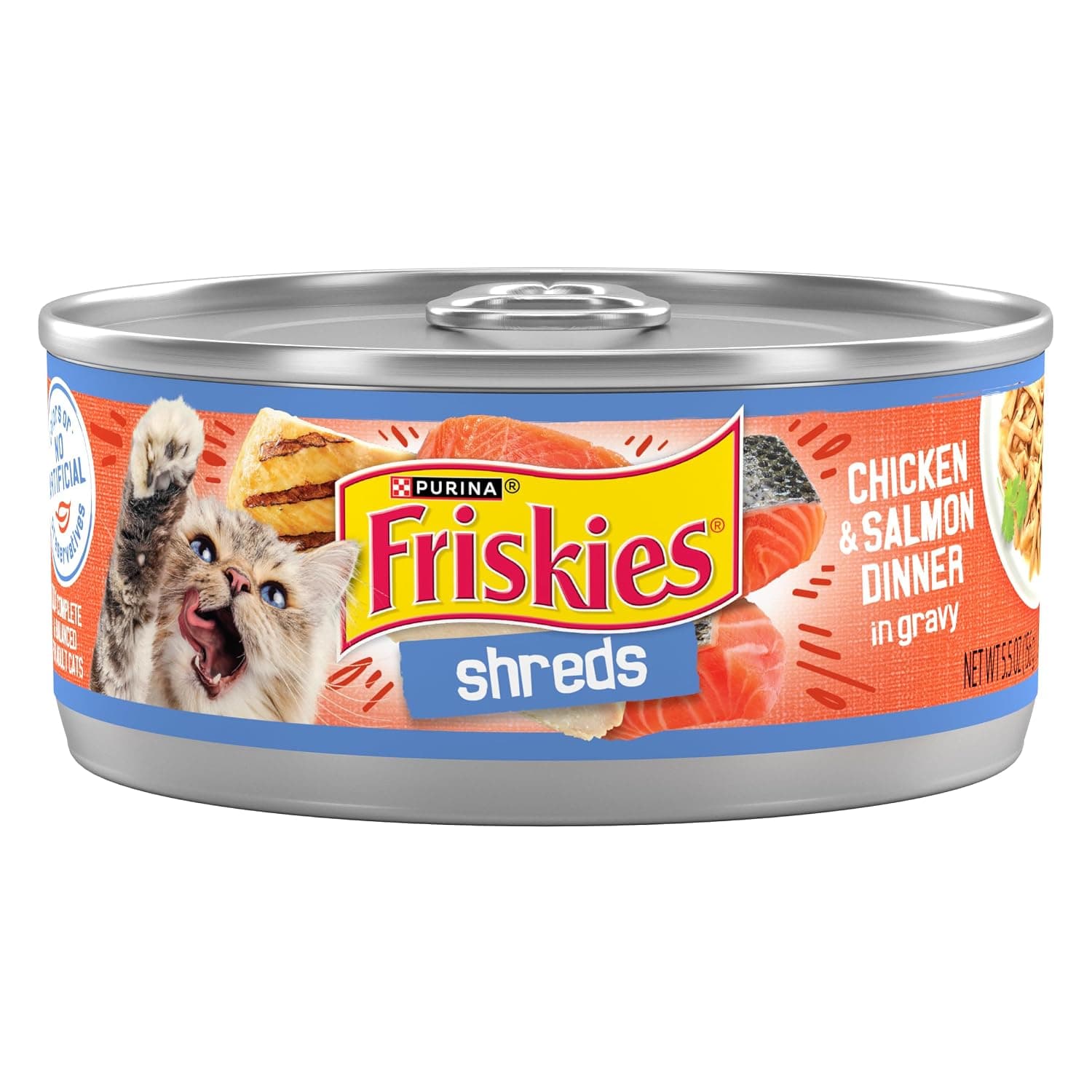 Purina Friskies Savory Shreds Chicken & Salmon Wet Cat Food, 24x5.50 Ounce
