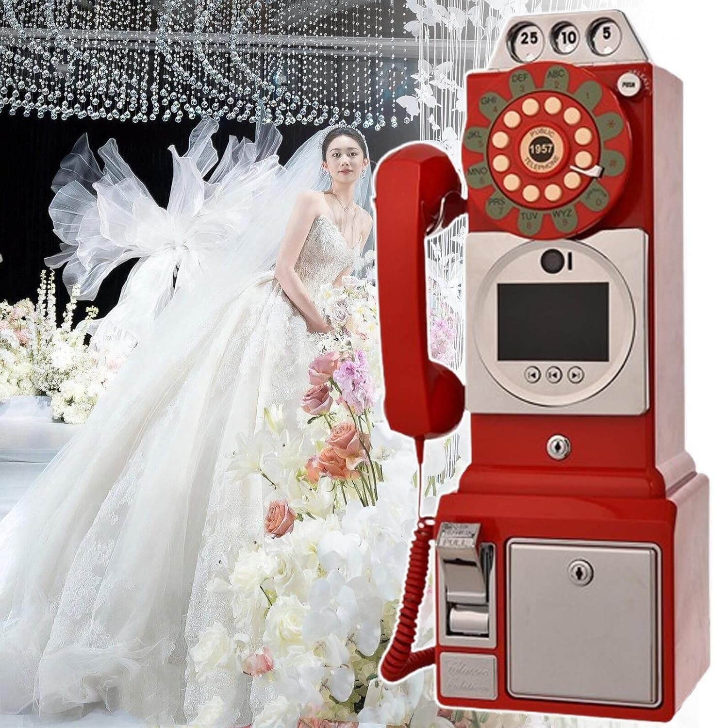 Video Audio Guest Book Wedding Phone-1080p Resolution+ 32/64/128GB Storage+3.5-in screen,5000mAh battery,Cinematic Memory Vault for Weddings,Anniversaries & Years Memories Red128g
