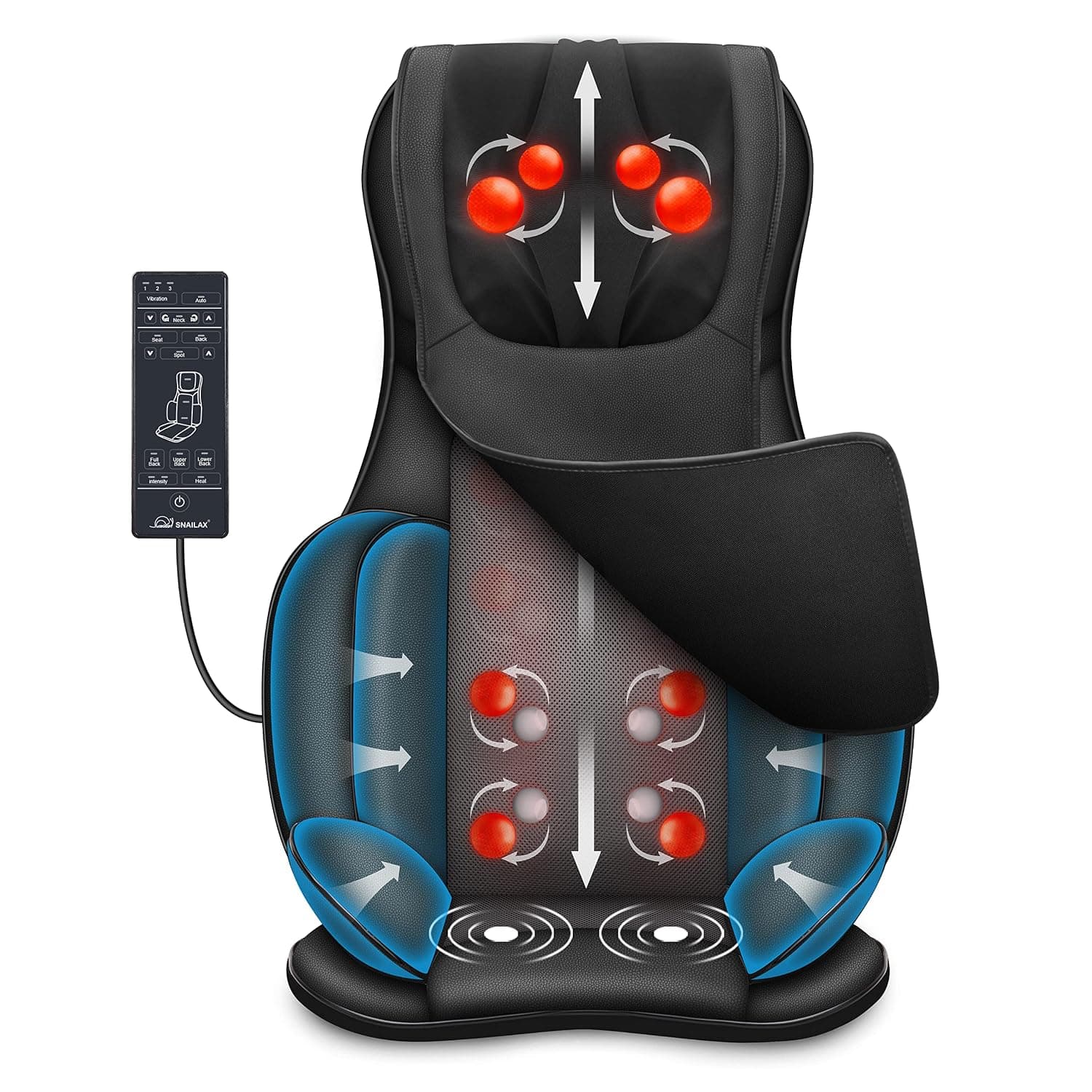 Snailax Full Body Massage Chair Pad Shiatsu Neck Back Massager with Heat & Compress, 3D/4D Kneading Full Back Massage Seat Portable Chair Massagers for Back and Neck, Shoulder Muscle Gifts