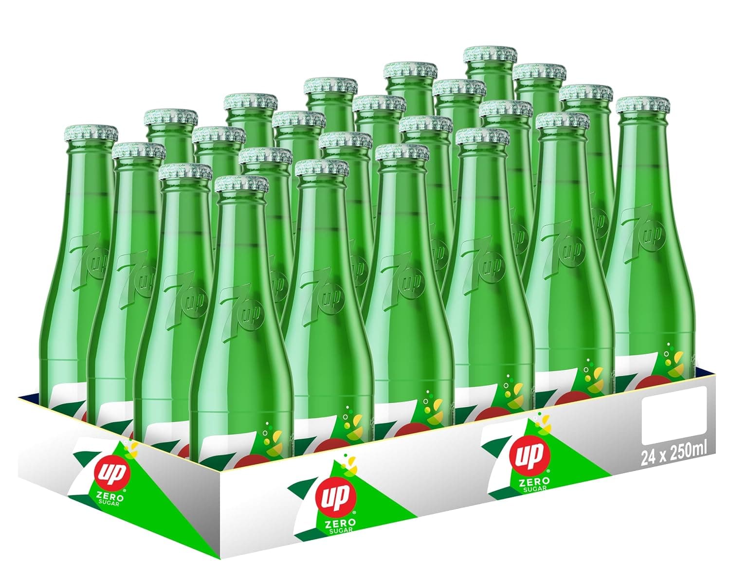 7up Zero Soft Drink, Glass Bottle, 24 x 245 ml