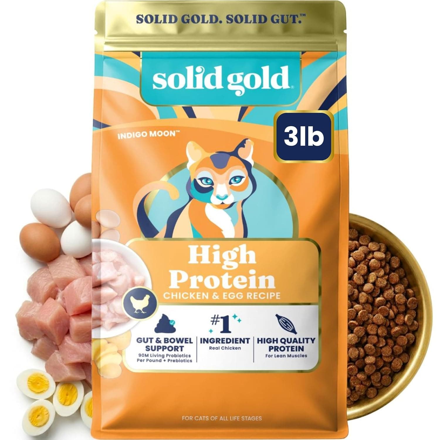 Solid Gold Cat Dry Food Indigo Moon Chicken Egg Grain Free - 1.36 Kg