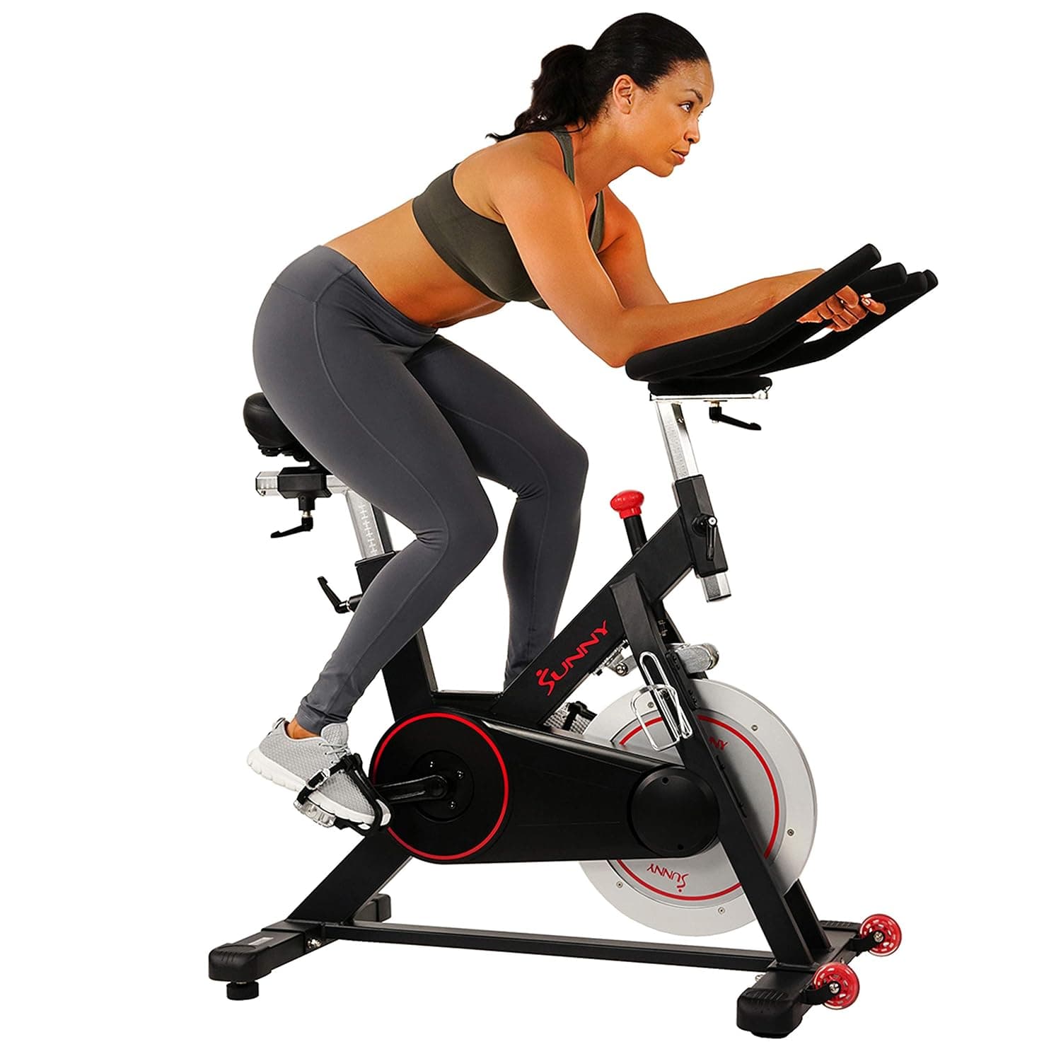 Sunny Health & Fitness Premium Exercise Bike for Studio Cycling | SunnyFit App, 20kg Flywheel, SPD-Ready Pedals, Quiet Magnetic Resistance, 135kg Capacity, Adjustable Seat/Handle