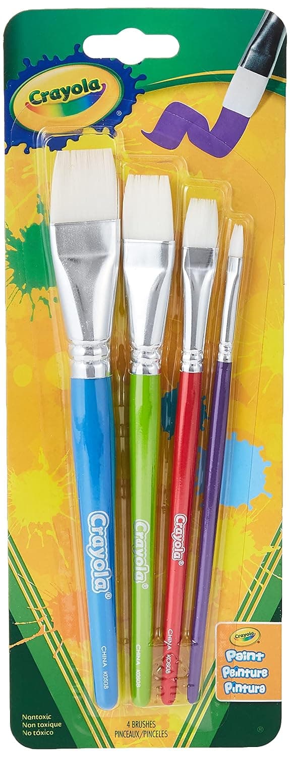Crayola - Flat Brush Set | Artist Paint Brush Set for Watercolor Brush Oil Acrylic Drawing Painting, Multicolor | 4 Sizes - 4Pcs