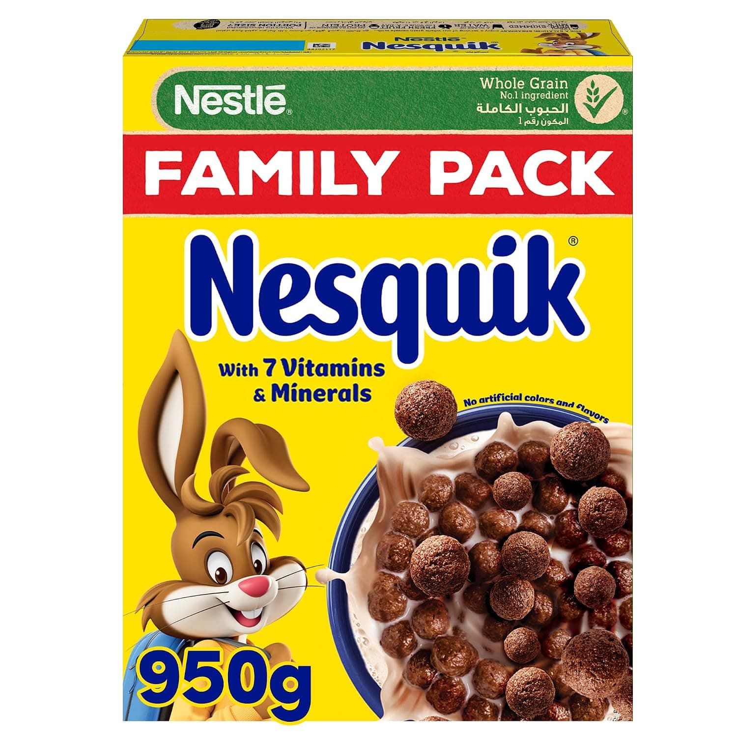 Nesquik Nestle Cereal Chocolate Breakfast Cereal, Family Pack, Made with Whole Grain, 950g