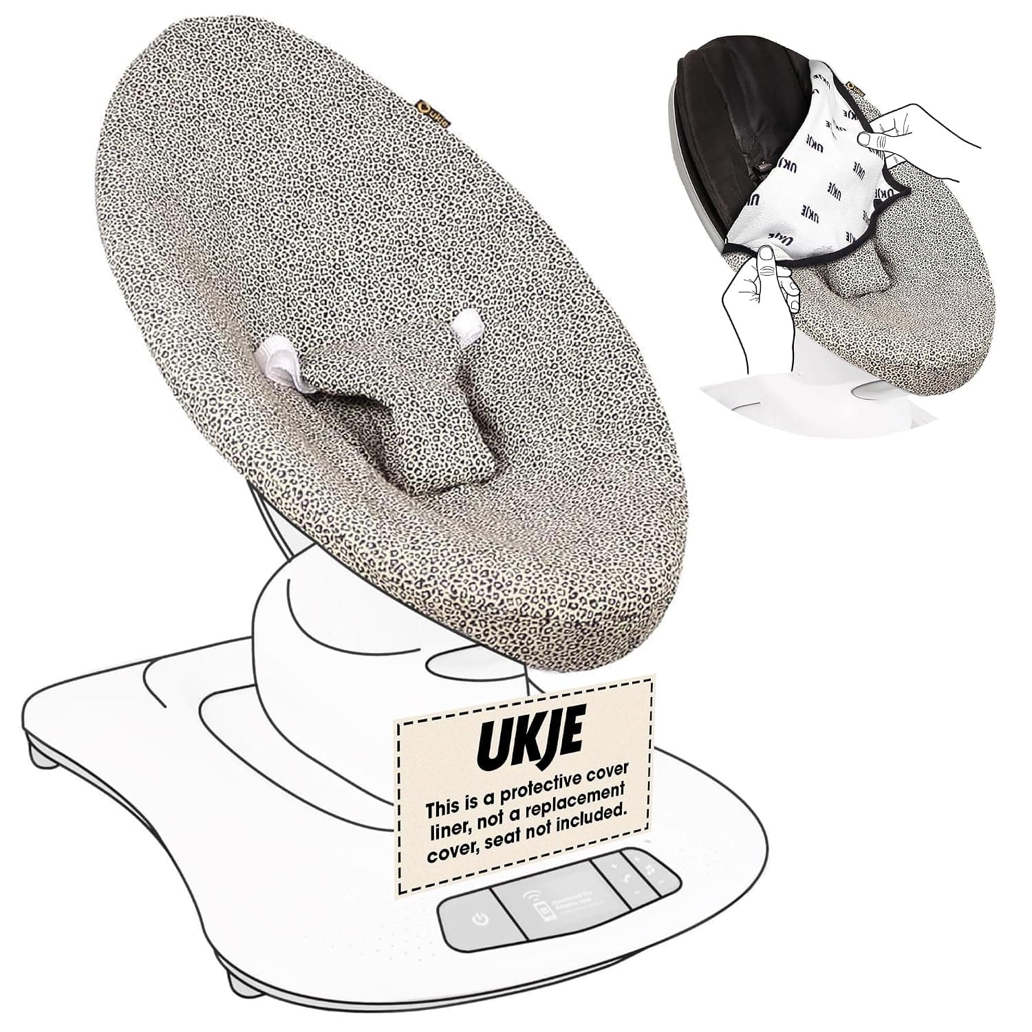 UKJE Liner Baby Rocker Cover - Compatible with Old Model Before 2022 4moms MamaRoo 4 - Baby Swing Cover - Bouncer Cover - Compatible Cover over the 4moms Mamaroo 4 Swing Bouncer - Taupe Leopard