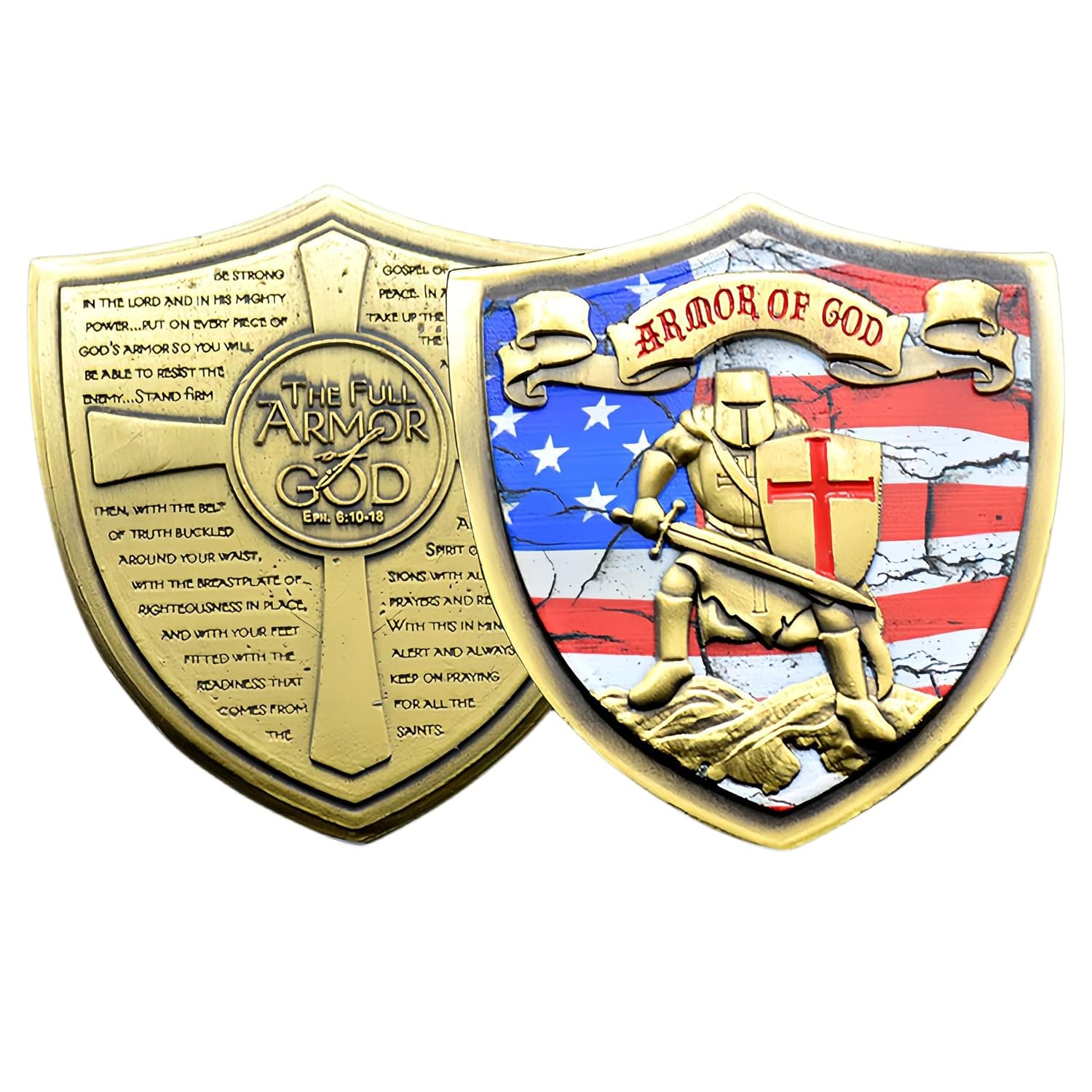 Armor of God Challenge Coin Eph 6:10-18 3D Prayer Coin Collection (Bronze)
