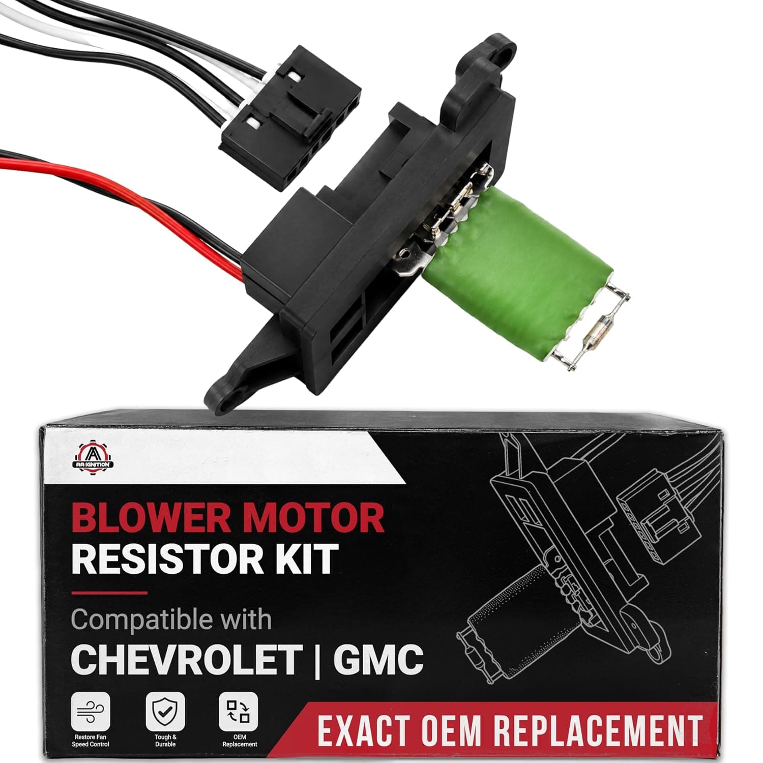 AC Blower Motor Resistor Kit with Harness - Replaces 89019088, 973-405, 15-81086, 22807123 - Compatible with Chevrolet, GMC & Cadillac Vehicles - Silverado, Tahoe, Suburban, Avalanche, Sierra, Yukon