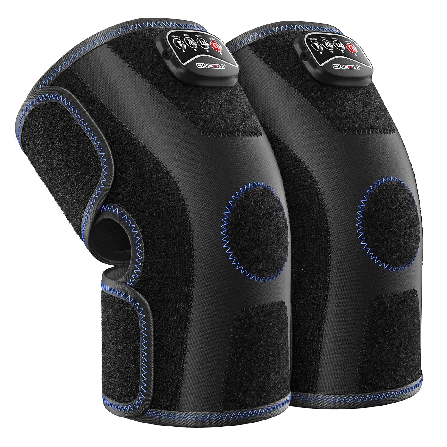 CINCOM Heated Knee Massager, Adjustable Wrap for Soothing Warmth & Relaxation, 3 Massage Modes & 3 Intensity Levels (Pair)