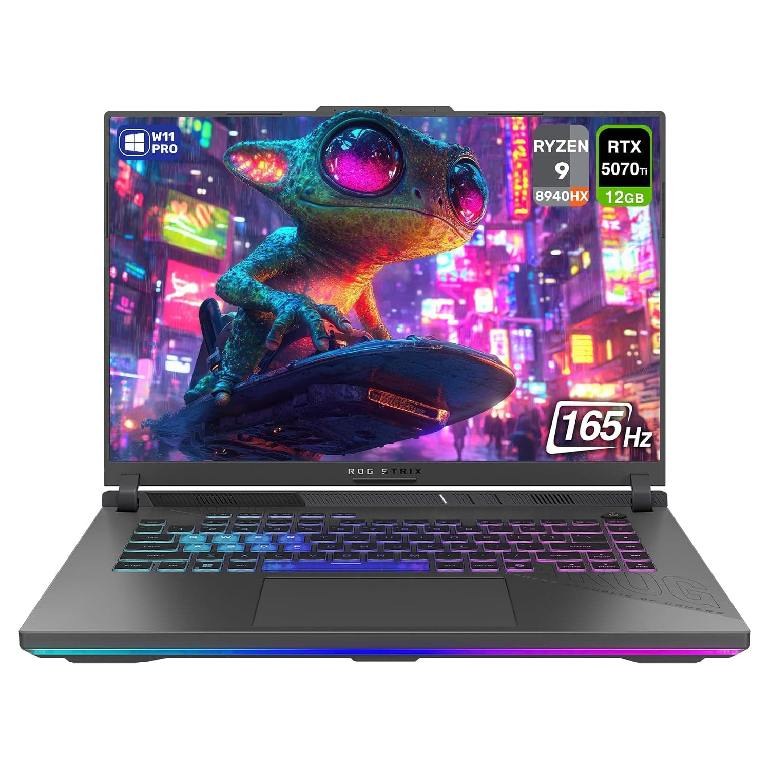 ASUS ROG Strix G16 Gaming Laptop, AMD Ryzen 9-8940HX, 64 GB DDR5 RAM, 2 TB PCIe SSD, 16" WUXGA (1920x1200) 165Hz Display, Nvidia G-Force RTX 5070Ti, 4-Zone RGB Backlit Keyboard, W11 Pro, Eclipse Grey