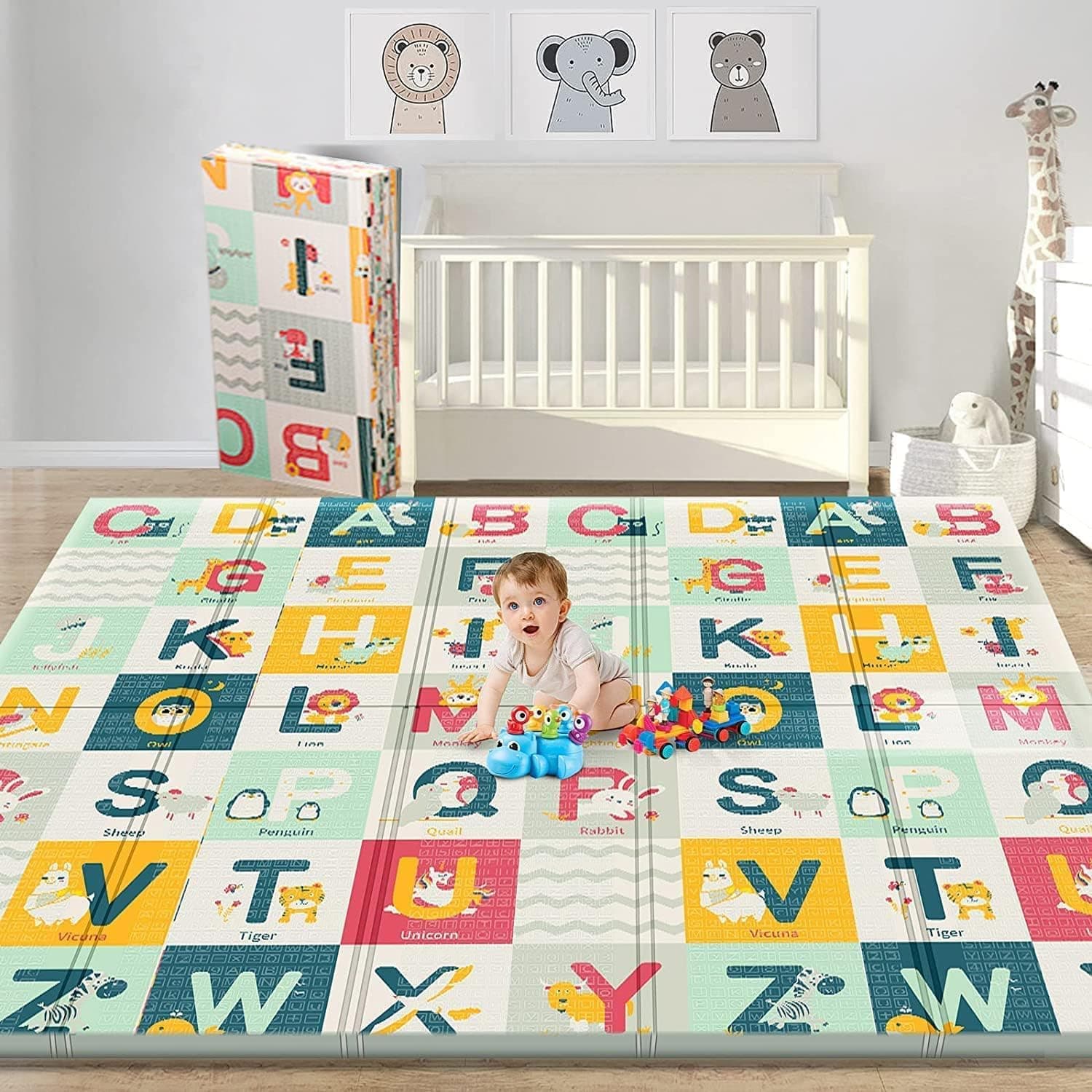 Soofam Baby Play Mat – Extra Large, Thick Foam Mat with Travel Bag (79"x71")