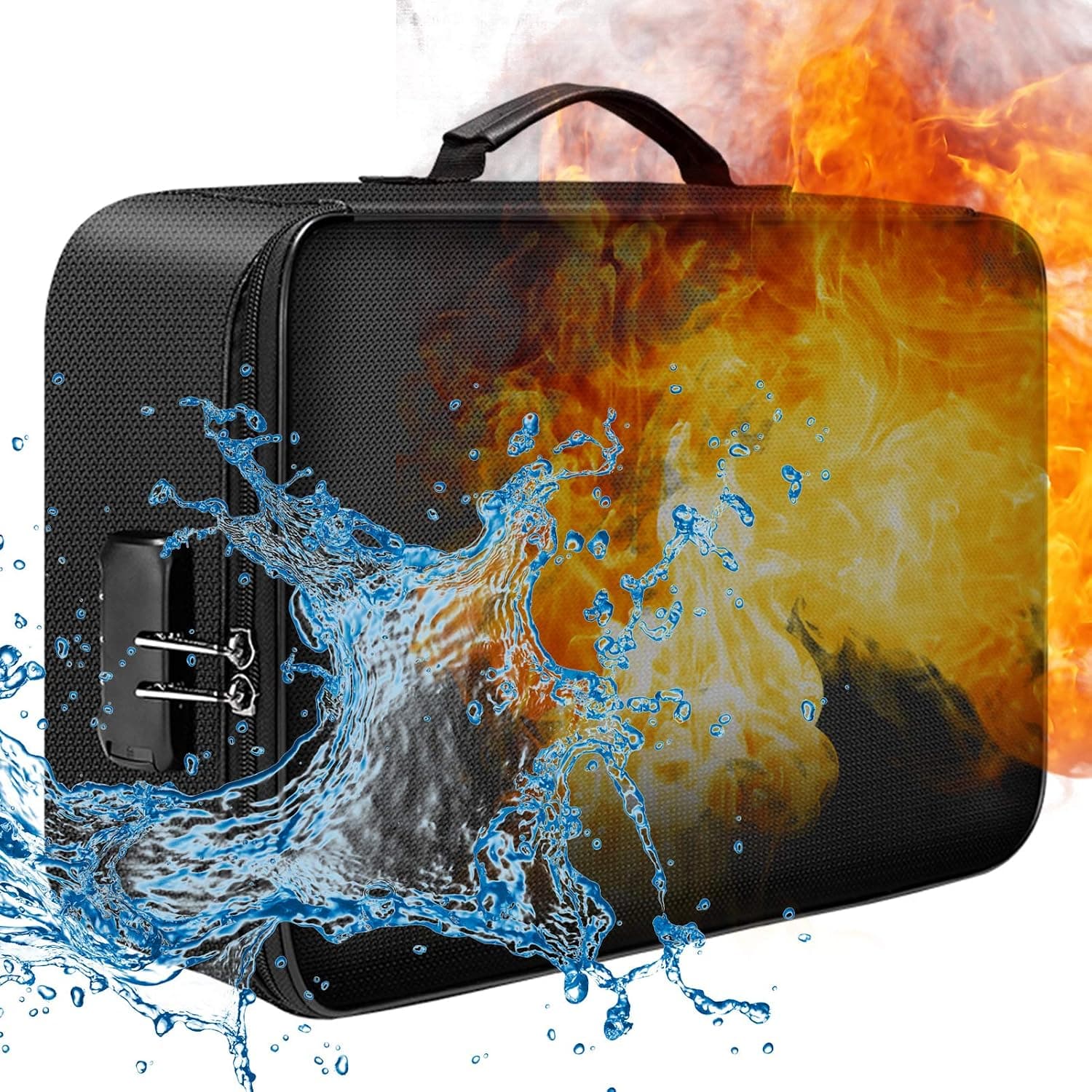 Morelian Fireproof Document Bag with Lock Zipper Closure - Fire & Water Resistant Money Bag Storage Pouch Organizer Case for Documents, Files, Money, Cards, Passport, Valuables