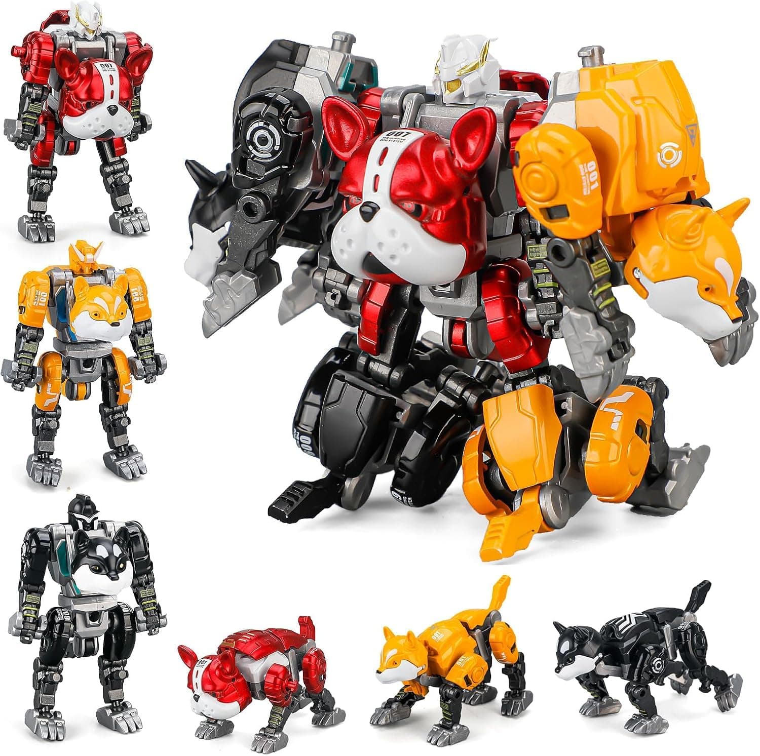 3-in-1 Transforming Robot Toy Set, Animal to Robot Alloy Deformation Kit with 7 Shapes, STEM Educational Building Toy for Kids Ages 4-12, Ideal for Birthday, Christmas and Party Gifts (Multi-Mode)