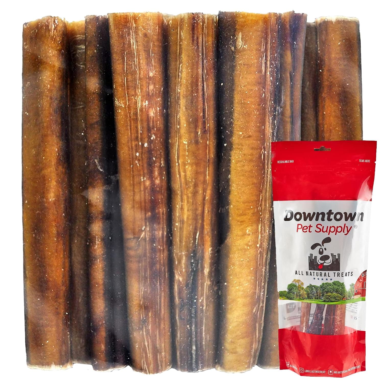 Downtown Pet Supply Bully Sticks for Dogs (6", 5-Pack, Jumbo) Non-GMO, Grain Free, Rawhide Free Dog Chews Long Lasting Pizzle Sticks - Low Odor Bully Sticks for Large Dogs
