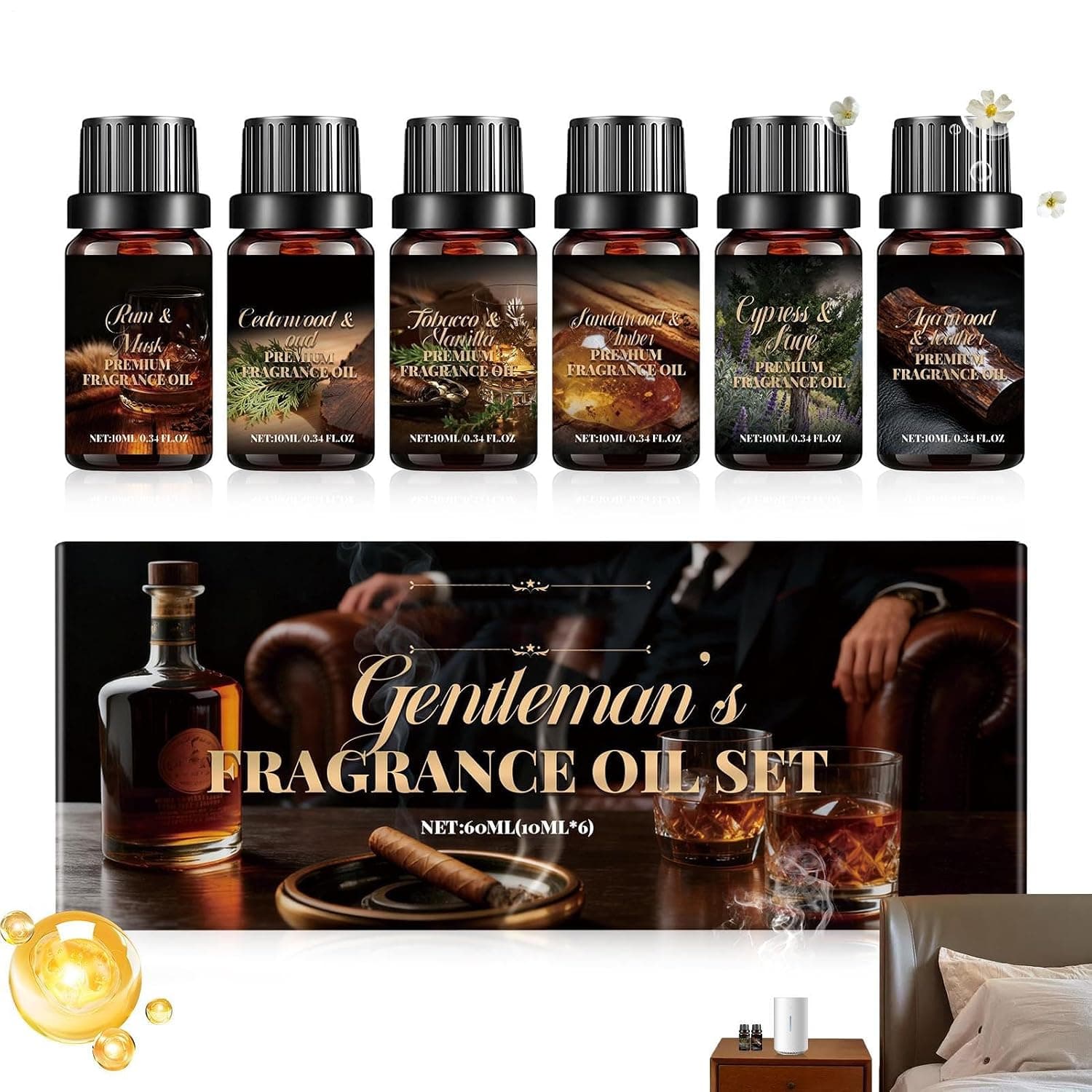 Fragrance Oil 6 Piece Long-Lasting Gentle Cold Pressing Fragrance | Pure Natural Oil for Home Car Perfume Candle Making Soap Sauna Hair Shampoo Bath