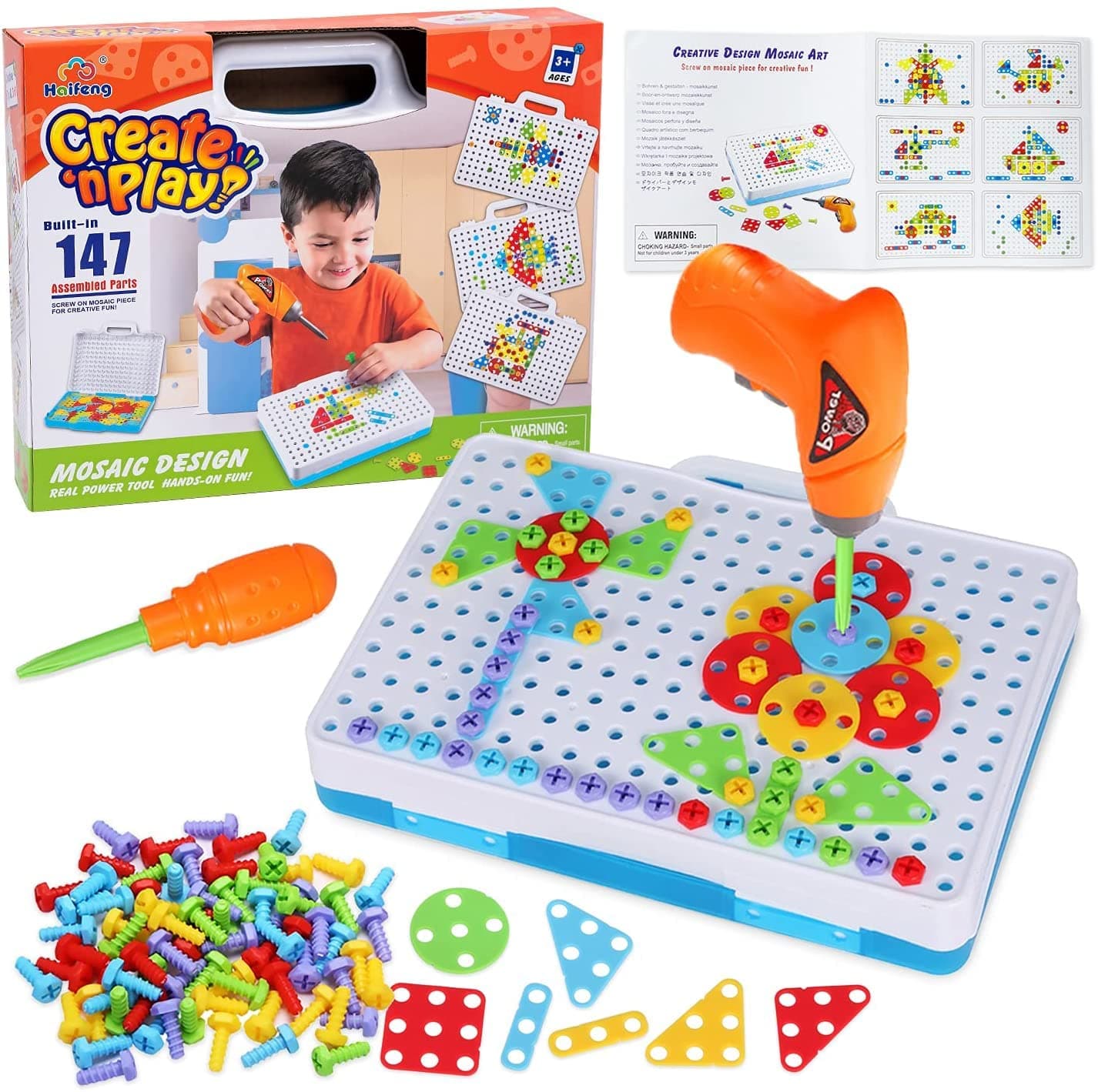 Mumoobear Drill & Play Creative Educational Toy Set Screw Puzzle Learning Toy 3D Building Blocks