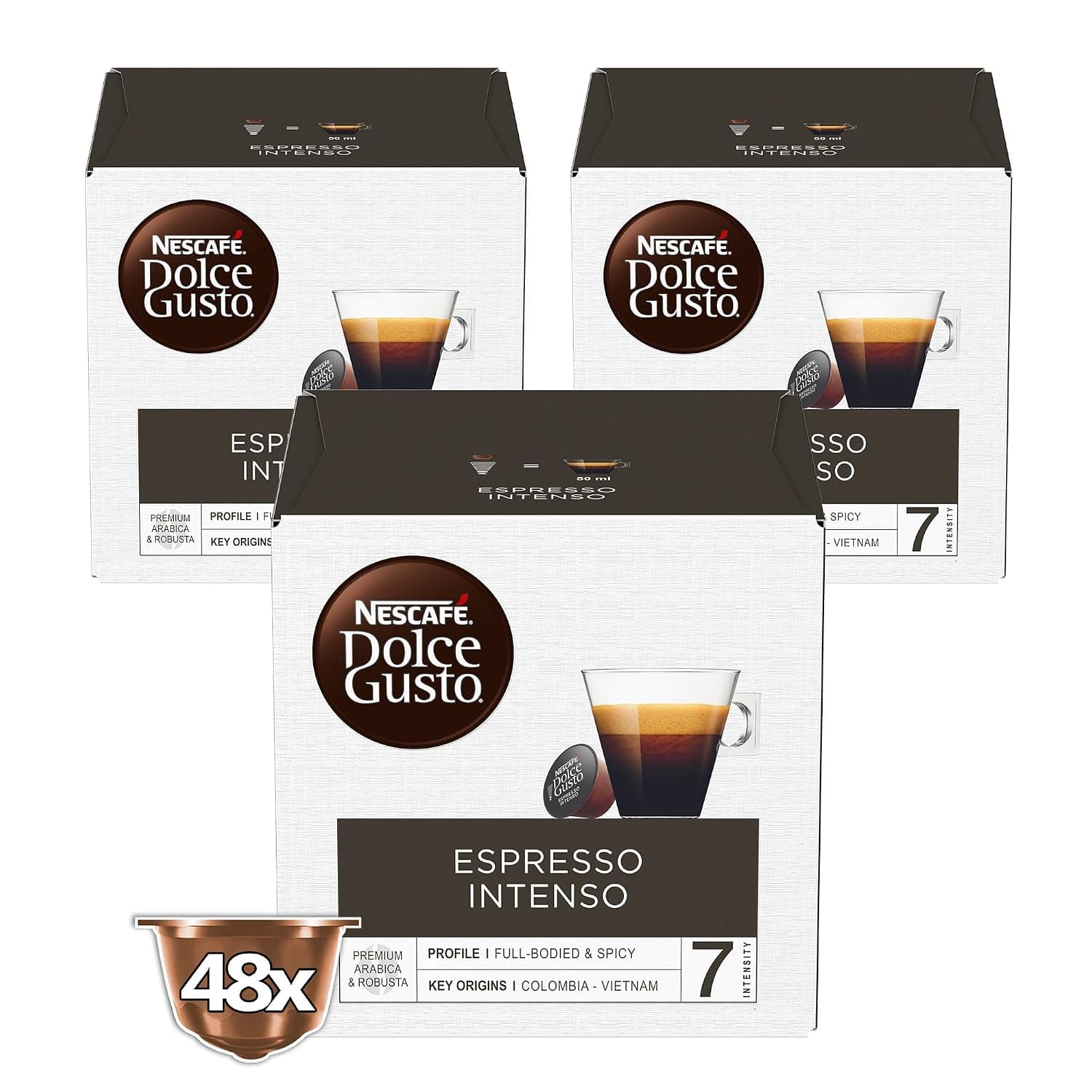 Nescafe Dolce Gusto Espresso Intenso Coffee Capsules, Pack of 3 x 16 Capsules