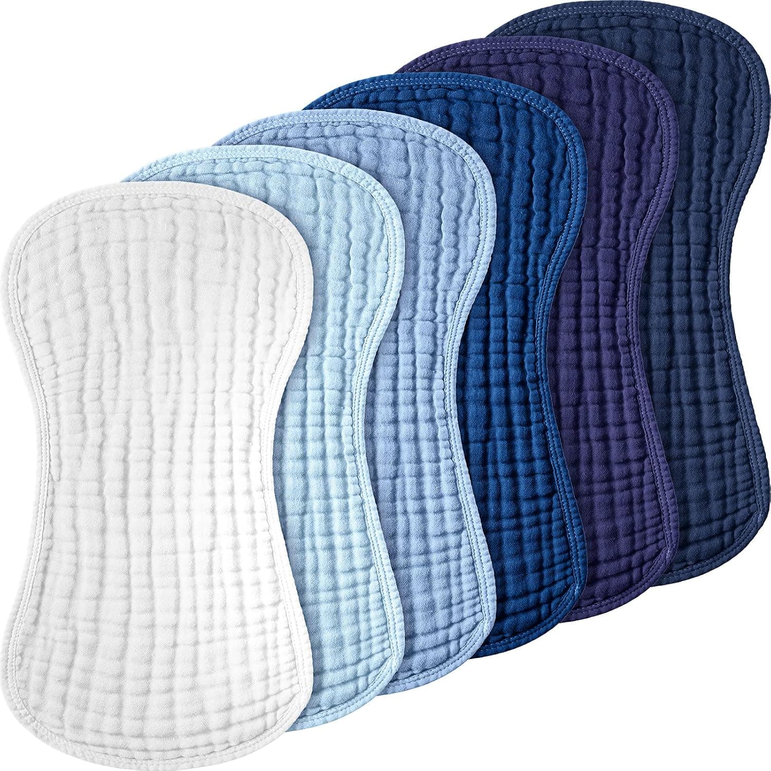 Frienda 6 Pack Muslin Burp Cloths Baby 20x9'', Blue Series