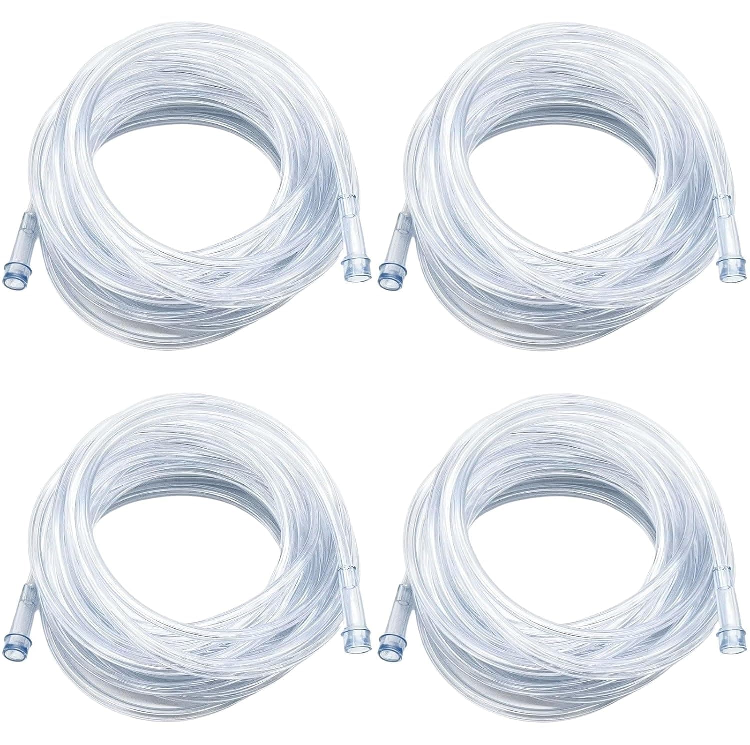 Clear Crush Resistant Oxygen Supply Tubing – 25 Ft High Flow Oxygen Tubing with Standard Connectors, Non-Kinking Respiratory Tubing (Pack of 4)