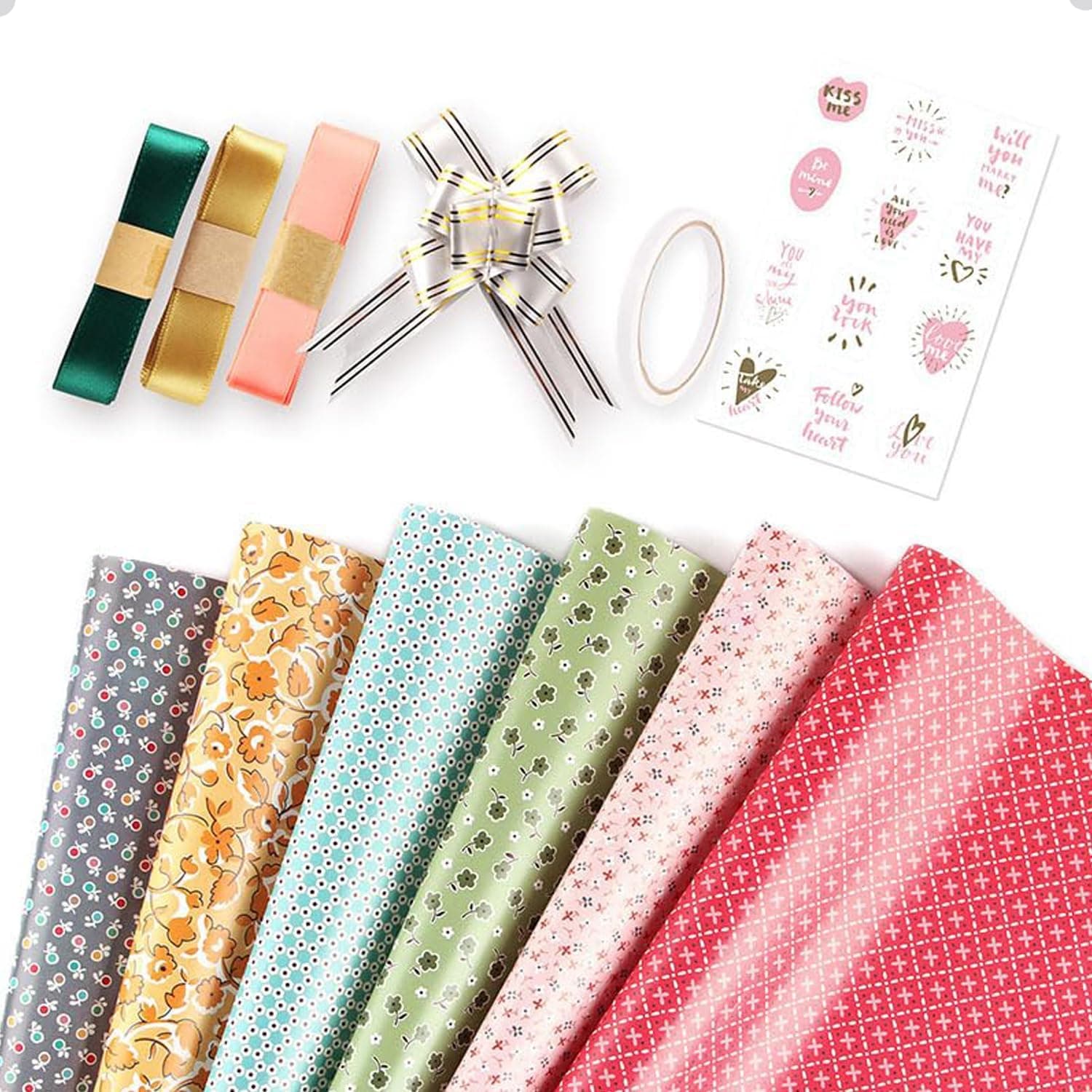 Bolivia's Gift Wrapping Paper, 6 PCS 50 X 70 Cm Birthday Wrapping Paper Sheet, Wrapping Paper for Birthday Gift with Ribbon, Sticker and Tape, Gift Wrap for Girls, Boys and All Occasion