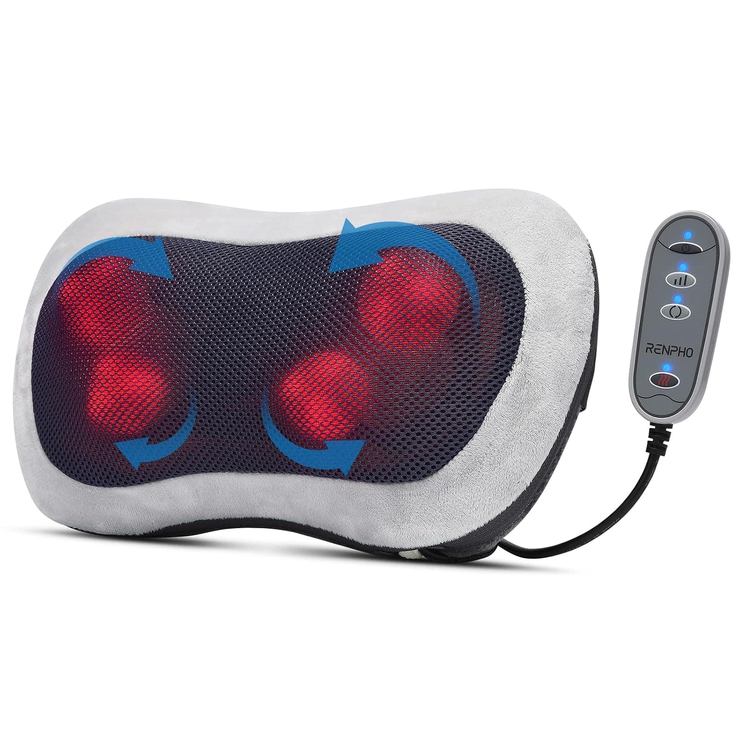 RENPHO Back Massager with Heat, Shiatsu Massage Pillow with Deep Tissue Kneading for Neck Back Shoulder, Relaxation Gifts for Mom Dad, Use at Home Office