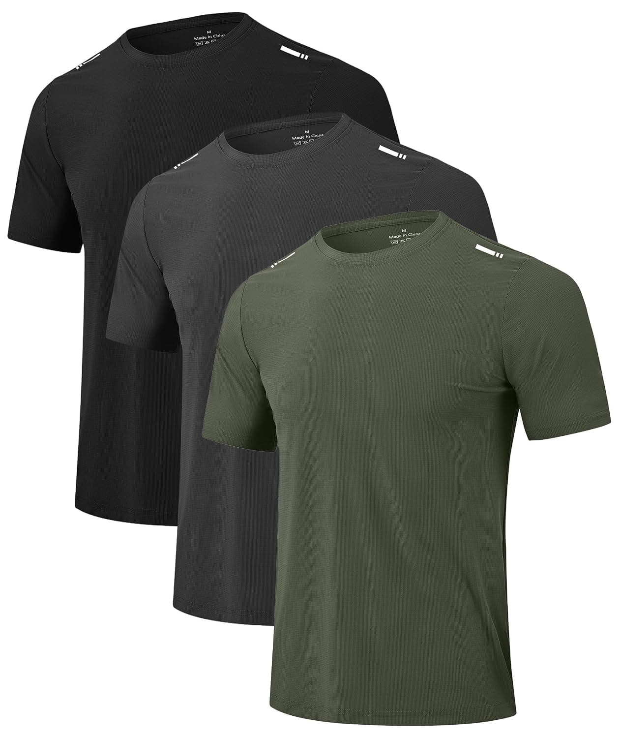 Men's Sports T Shirts Quick Dry Stretch Workout Gym Tshirts 3 Pack Breathable Tennis Fitness Running Cooling T-shirts for Men