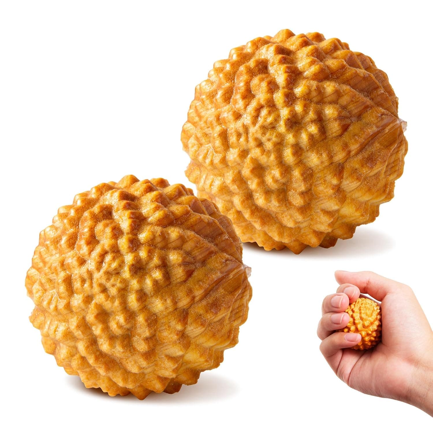 Wooden Massage Ball - Acupressure Ball for Natural Labor and Delivery Essentials, Birthing Comb, Hand Exercise Labor Comb Spiky Stress Relief Health Cypress Meditation Tools (2 Pcs)