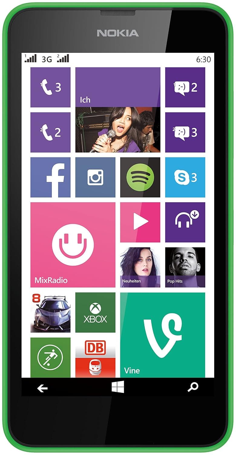Nokia Lumia 630 Dual-SIM 8GB ROM + 512MB RAM (GSM Only | No CDMA) Factory Unlocked 3G Smartphone (Bright Green) - International Version