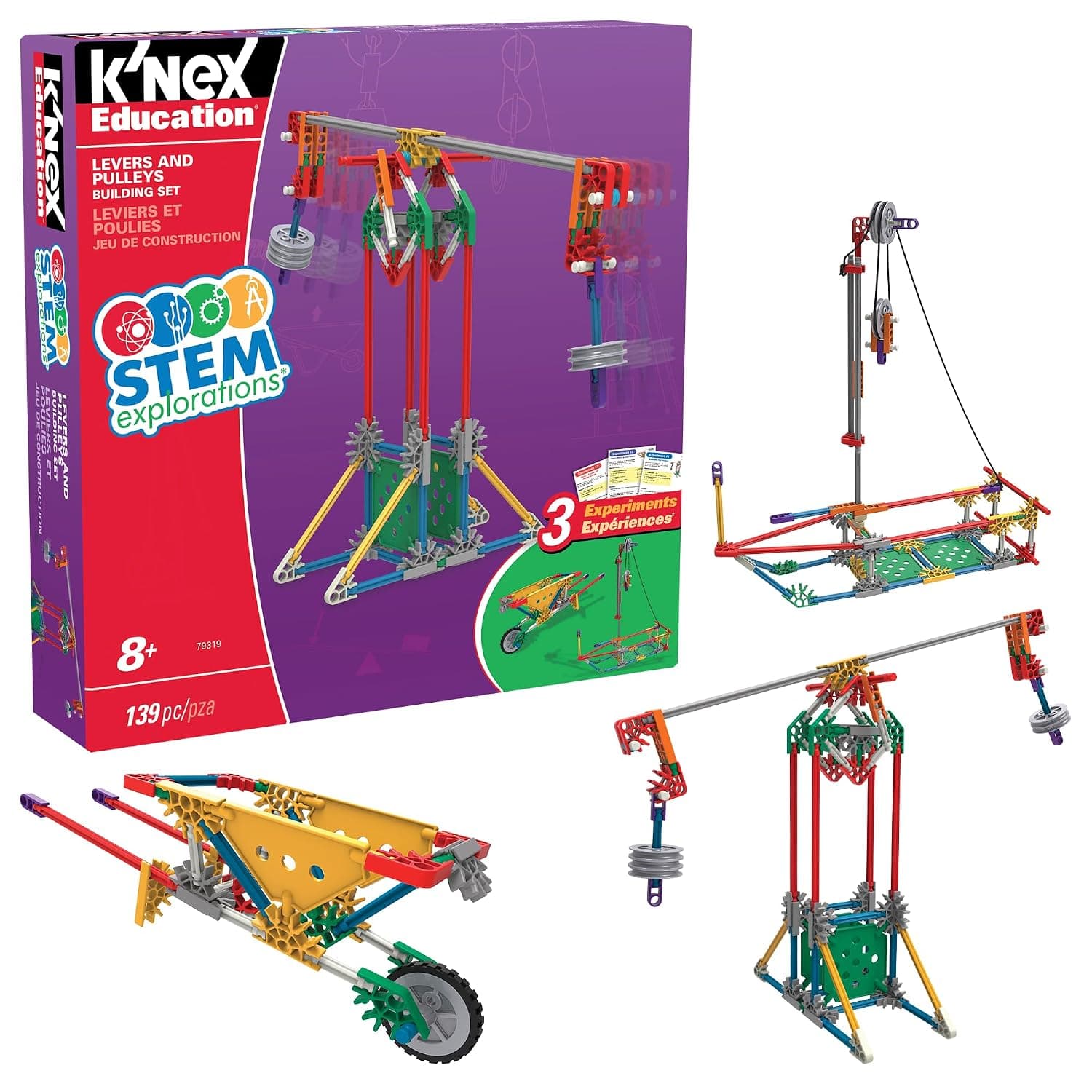 Basic Fun Knex 79319 Education STEM EXPLORATIONS: Levers & Pulleys Building Set Kit | Hands-On STEM Learning, Ages 6+, Educational Building Play