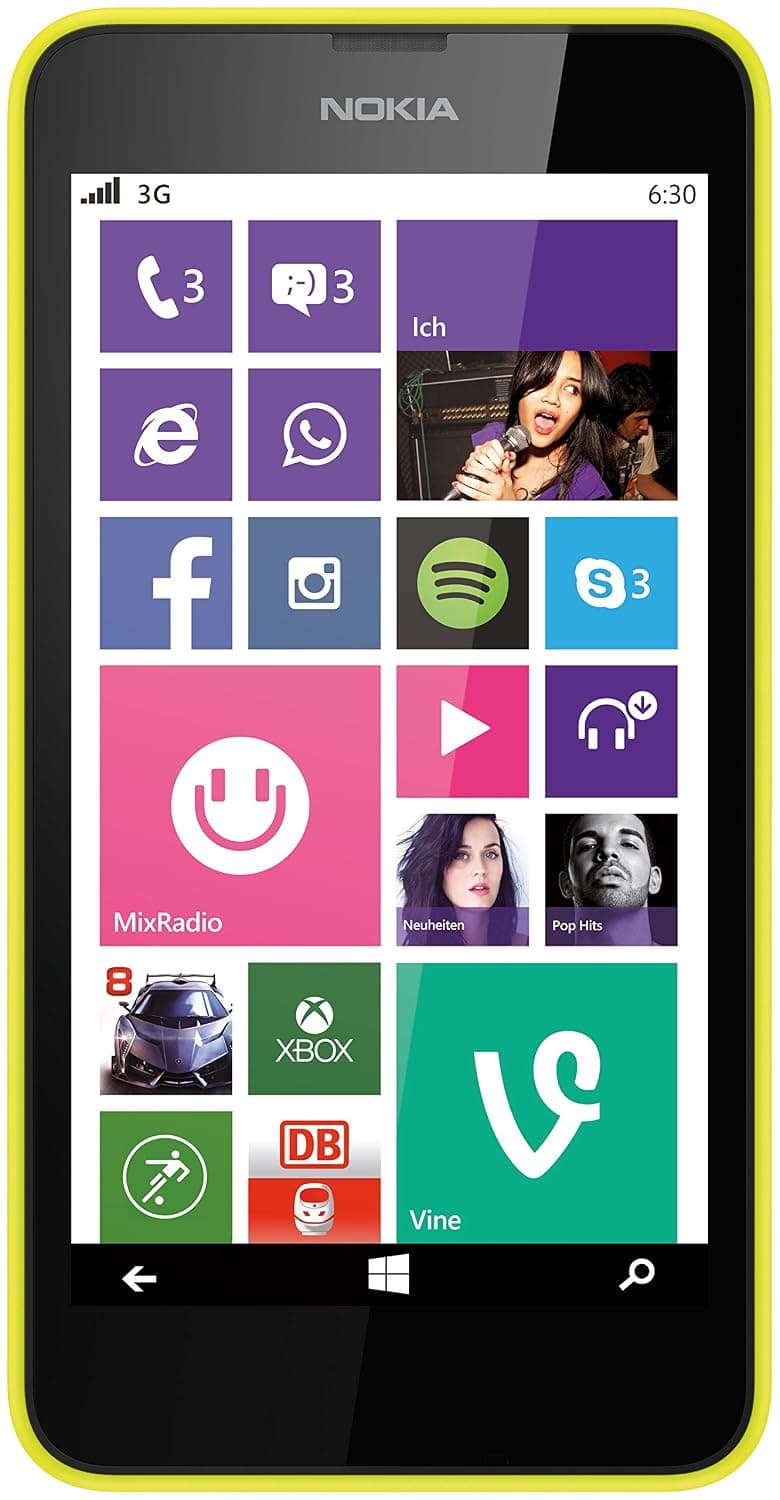 Nokia Lumia 630 Single-SIM 8GB ROM + 512MB RAM (GSM Only | No CDMA) Factory Unlocked 3G Cellphone (Bright Yellow) - International Version