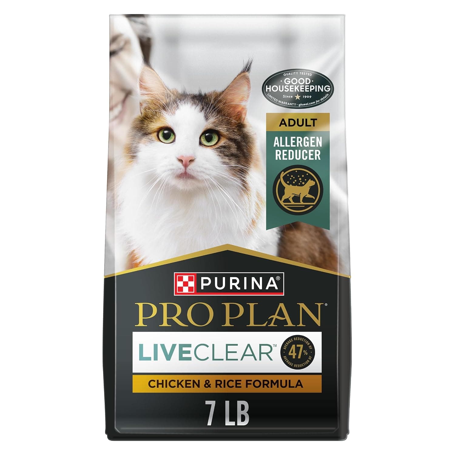 Purina Pro Plan Allergen Reducing, High Protein Cat Food, LIVECLEAR Chicken and Rice Formula - 7 lb. Bag