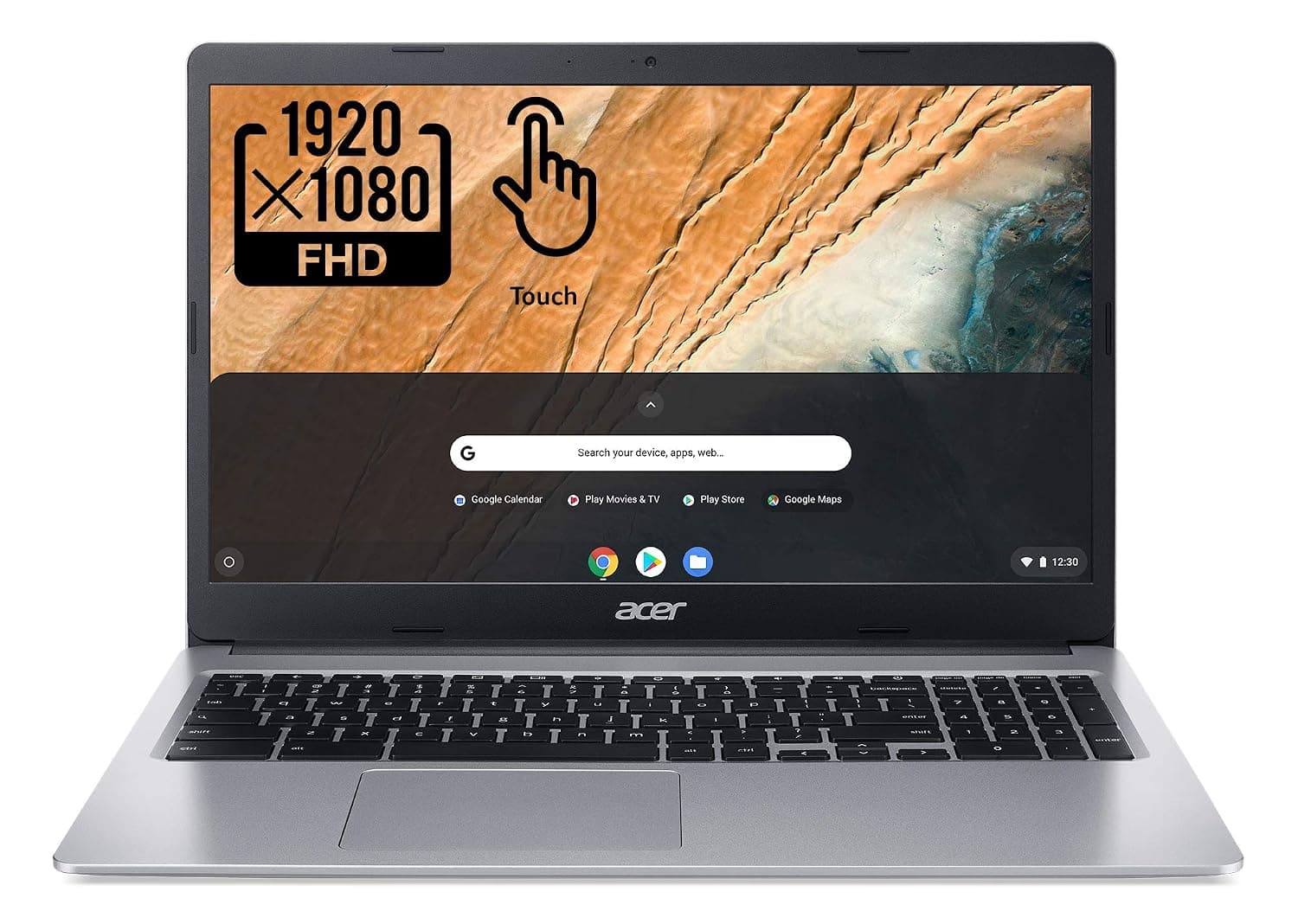 Acer 2022 Chromebook 315 15.6" Full HD 1080p IPS Touchscreen Laptop PC, Intel Celeron N4020 Dual-Core Processor, 4GB DDR4 RAM, 64GB eMMC, Webcam, WiFi, 12 Hrs Battery Life, Chrome OS, Silver