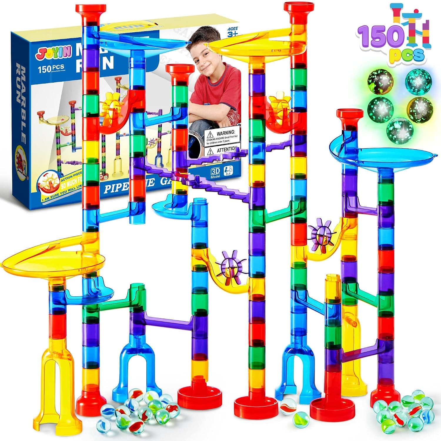 JOYIN 150Pcs Marble Run Premium Toy Set- Construction Building Blocks Toys, STEM Educational Building Block Toy