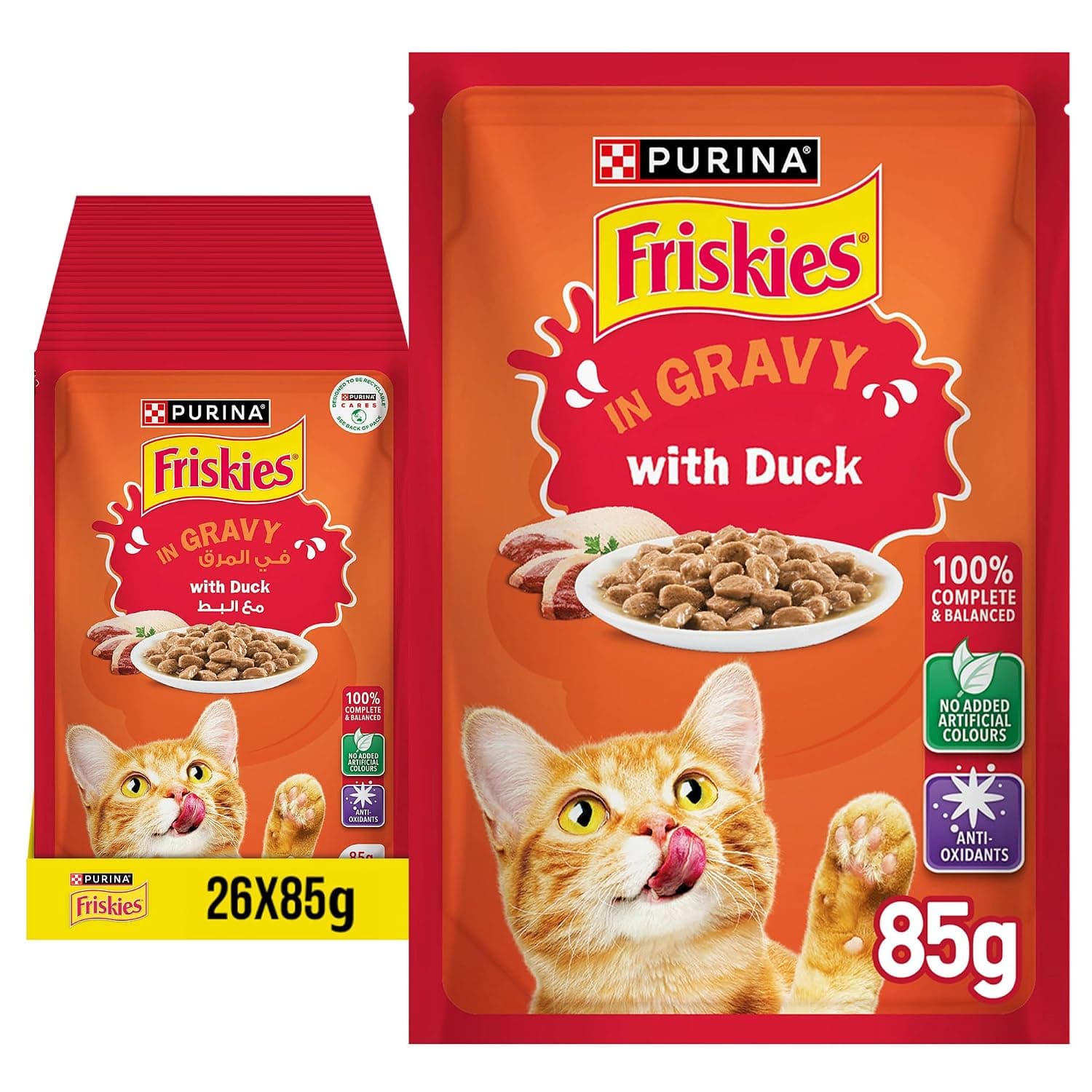 Purina Friskies Duck Chunks in Gravy Wet Cat Food Pouch 26x85g