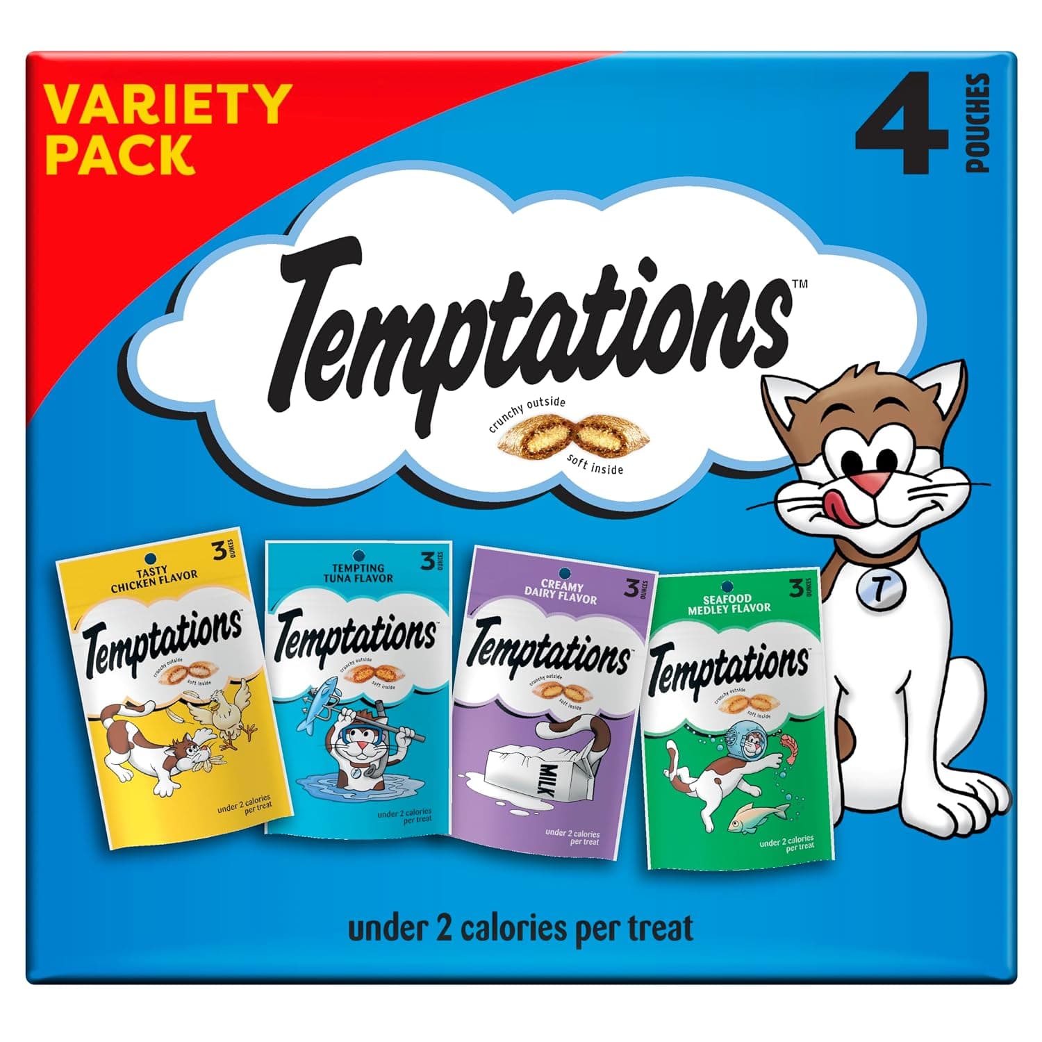 Temptations Classic Cat Treats Feline Favorites Variety Pack Pouches (3oz)