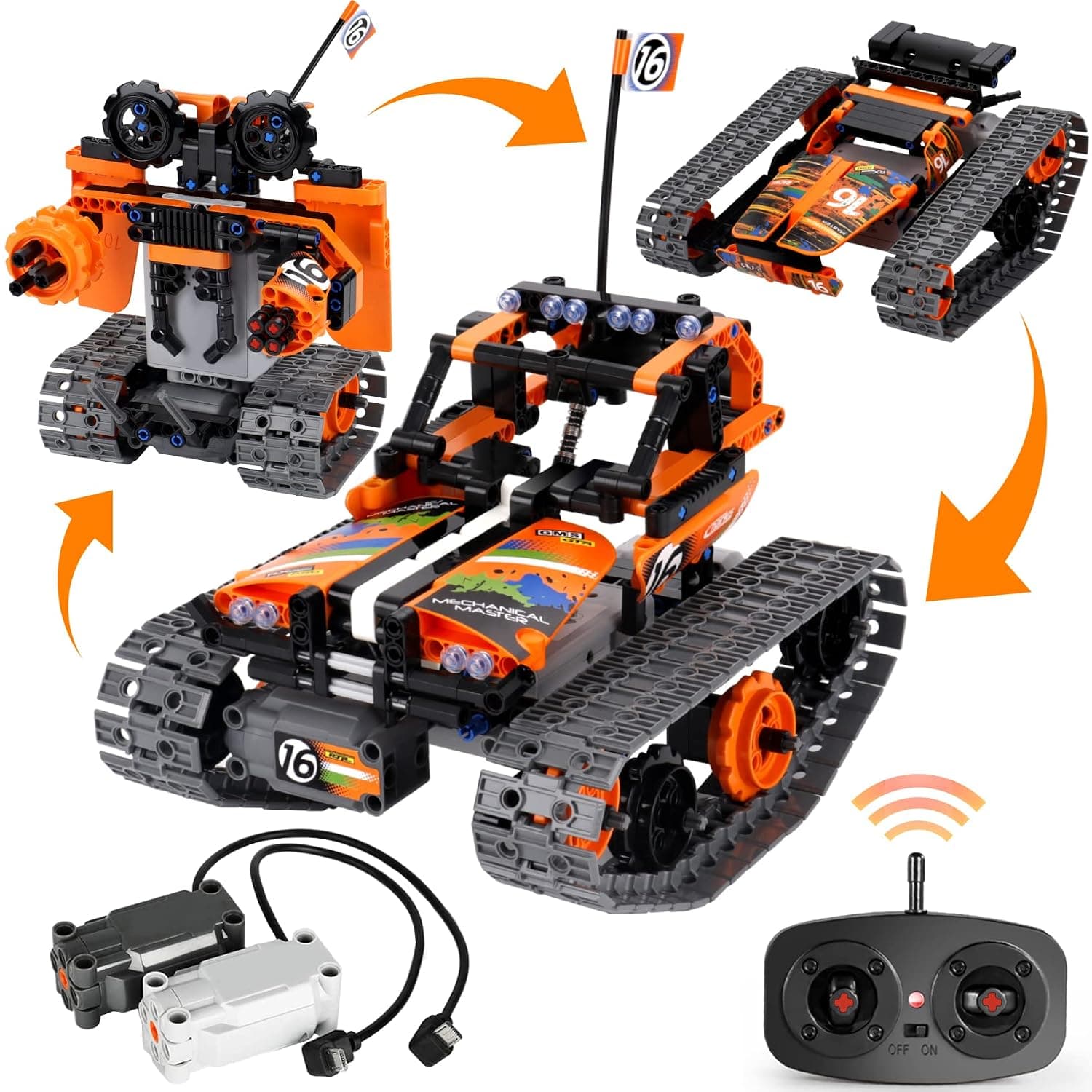 BIRANCO. STEM Remote Control Building Kit - 3 in 1 RC Tracked Racer/Tank/Robot Engineering Toys, Science Construction Play Set, Toy Car Chritmas for Boys & Girls Age 8-12 (392pcs)