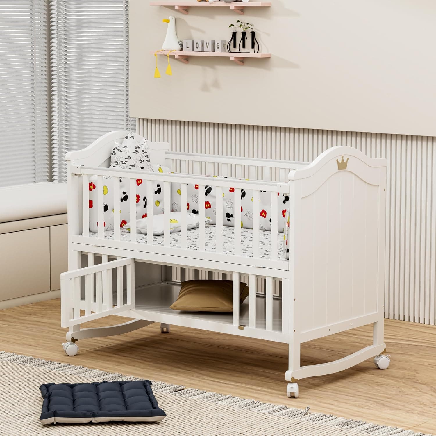 Wooden Baby Bed 120x60cm 8 Adjustable Levels