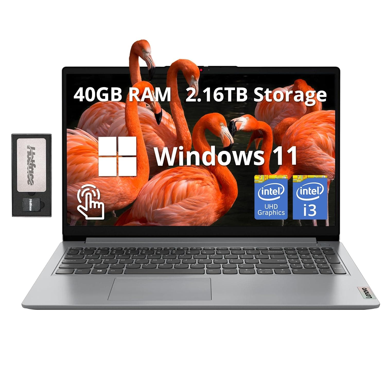 Lenovo IdeaPad 1i 15.6" FHD Touchscreen Laptop, Intel i3-1215U, 40GB RAM, 2.16TB Storage(2TB SSD+160GB Docking Station Set), Intel UHD Graphics, Numeric Keypad, HD Webcam, WiFi 6, Windows 11, Gray