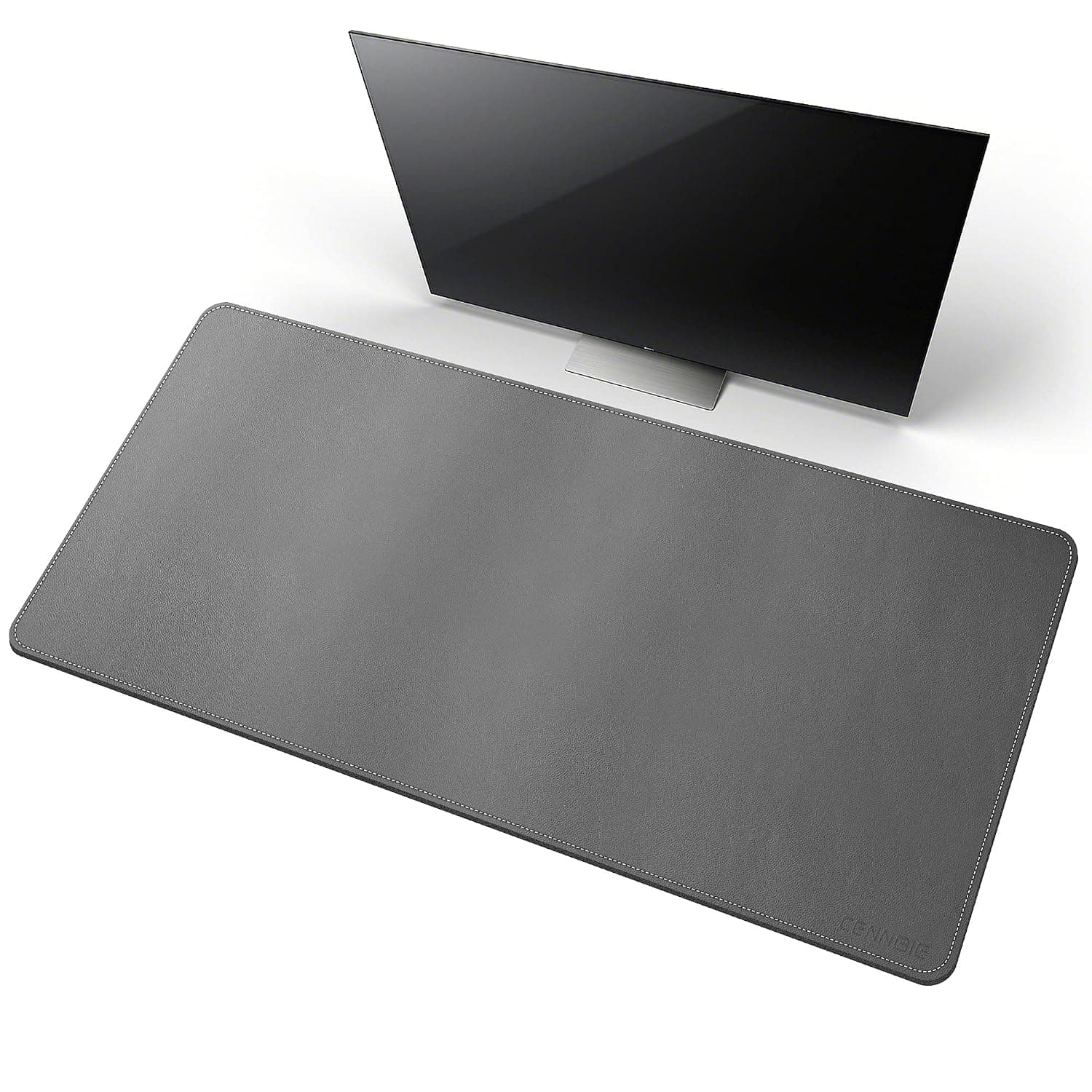 CENNBIE Leather Desk Mat,100x50cm Extra Large Desk Pad Blotter Protector, Extended Non-Slip Mouse Pad, Waterproof PU Leather Desk Mat on top of desks Large for Office and Home (Grey)